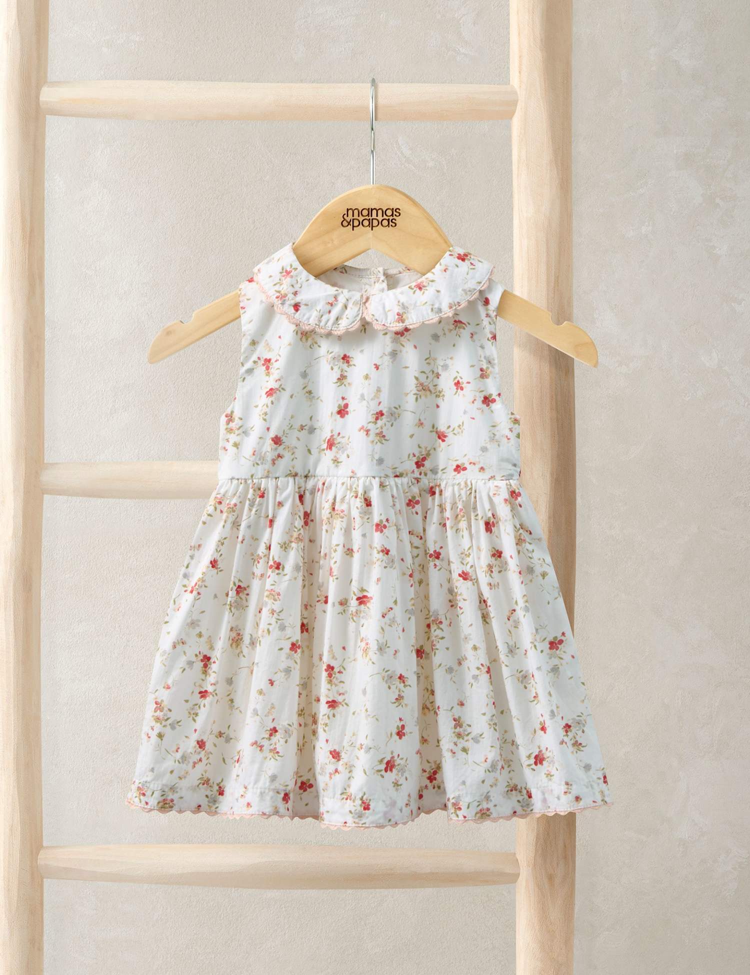 Mamas & Papas Pure Cotton Floral Dress (0-36 Mths) Cream