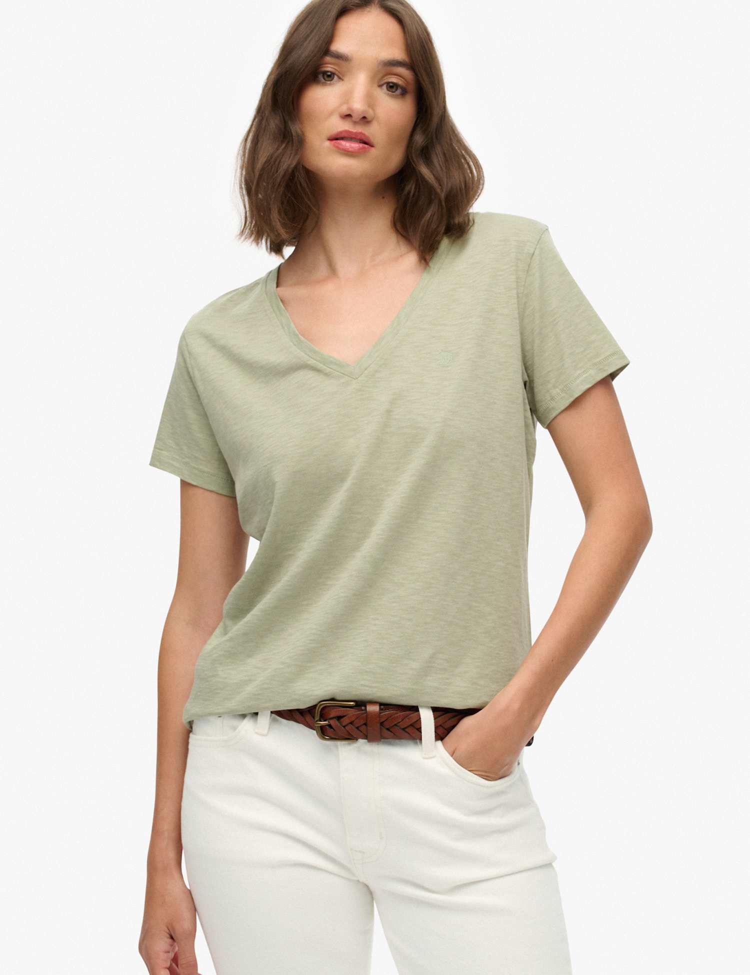 Superdry & Co Cotton Rich V-Neck T-Shirt Green