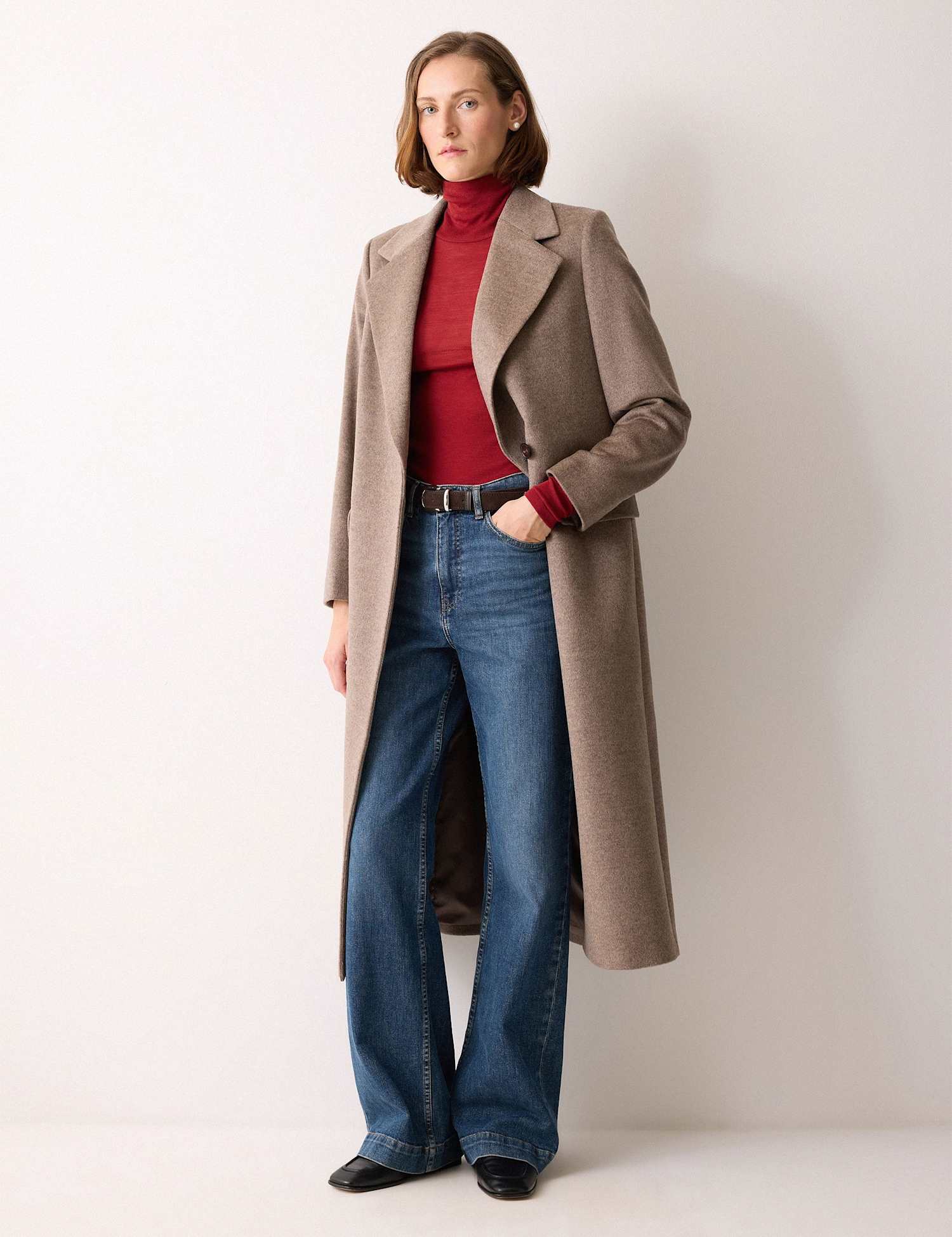 Jigsaw Balfour High Waisted Wide Leg Jeans Mid Blue