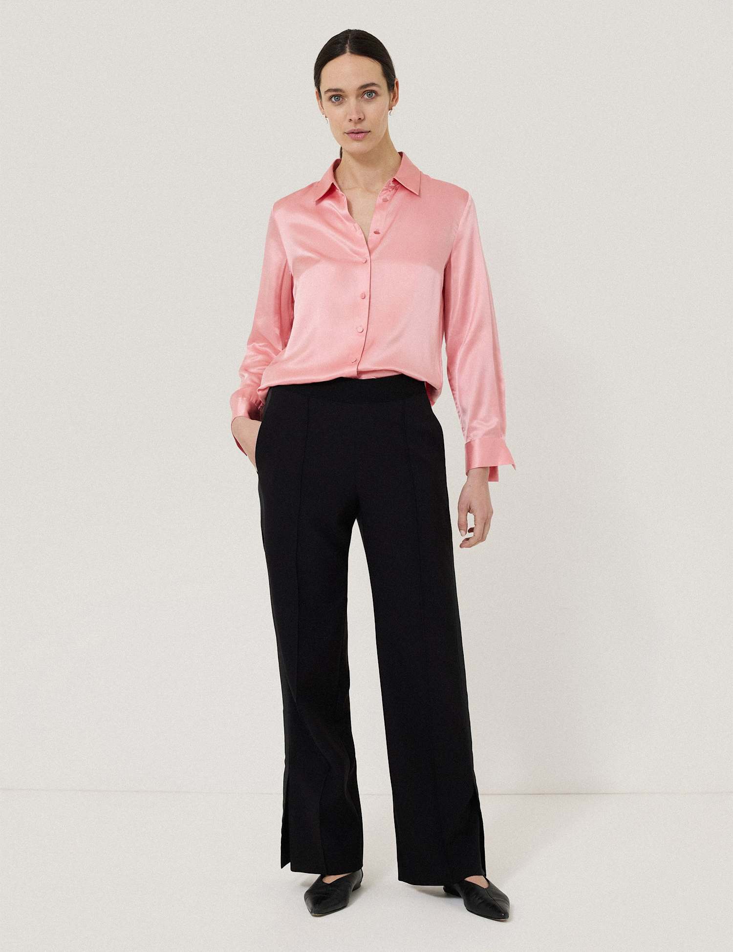 Jigsaw Crepe Split Hem Relaxed Joggers Black