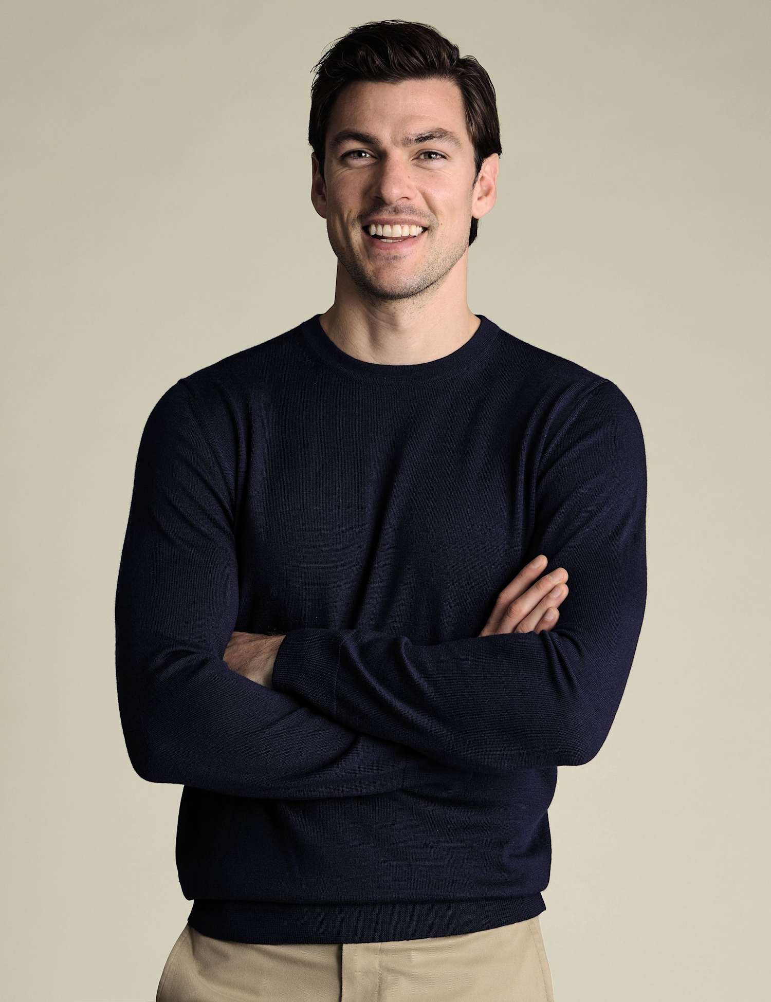 Charles Tyrwhitt Pure Merino Wool Crew Neck Jumper Navy