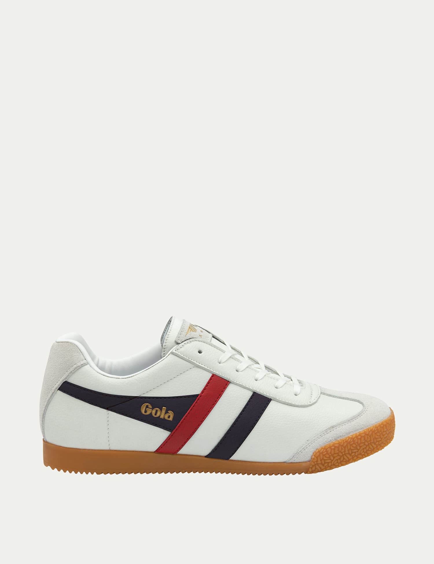 Gola Men's Harrier Leather Stripe Trainers White Mix