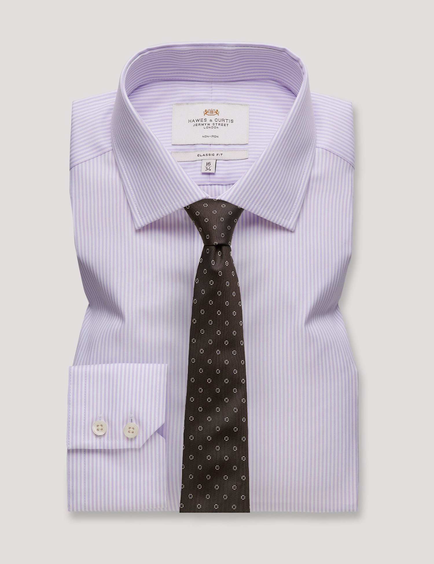 Hawes & Curtis Non Iron Pure Cotton Striped Shirt Lilac
