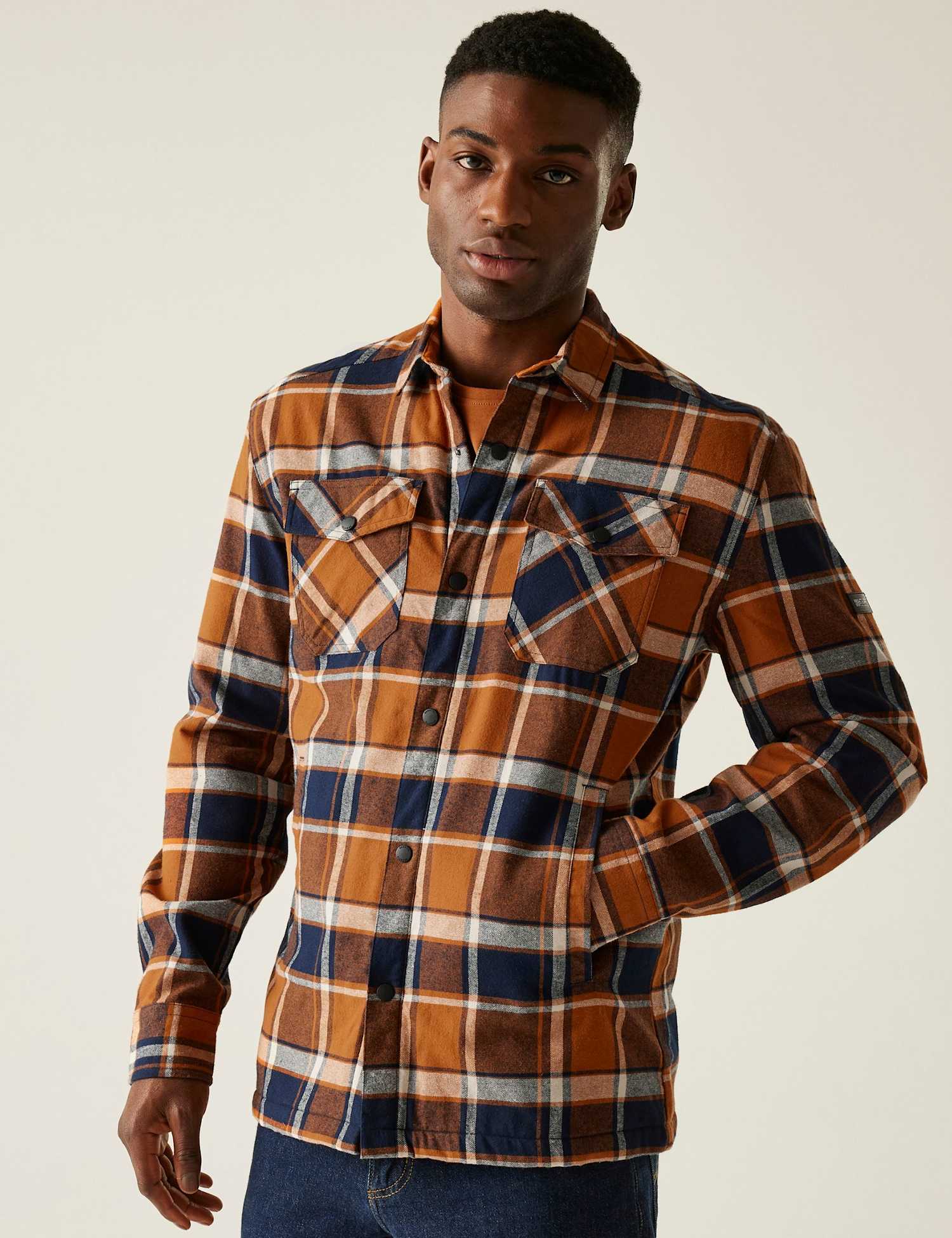 Regatta Spennith Pure Cotton Checked Shacket Blue Mix