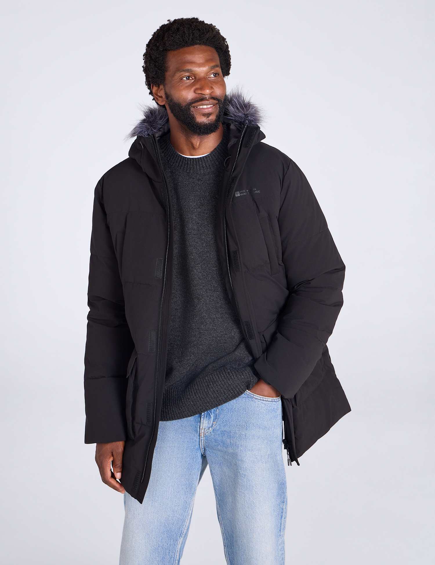 Mountain Warehouse Water Resistant Padded Hooded Parka Jacket Black