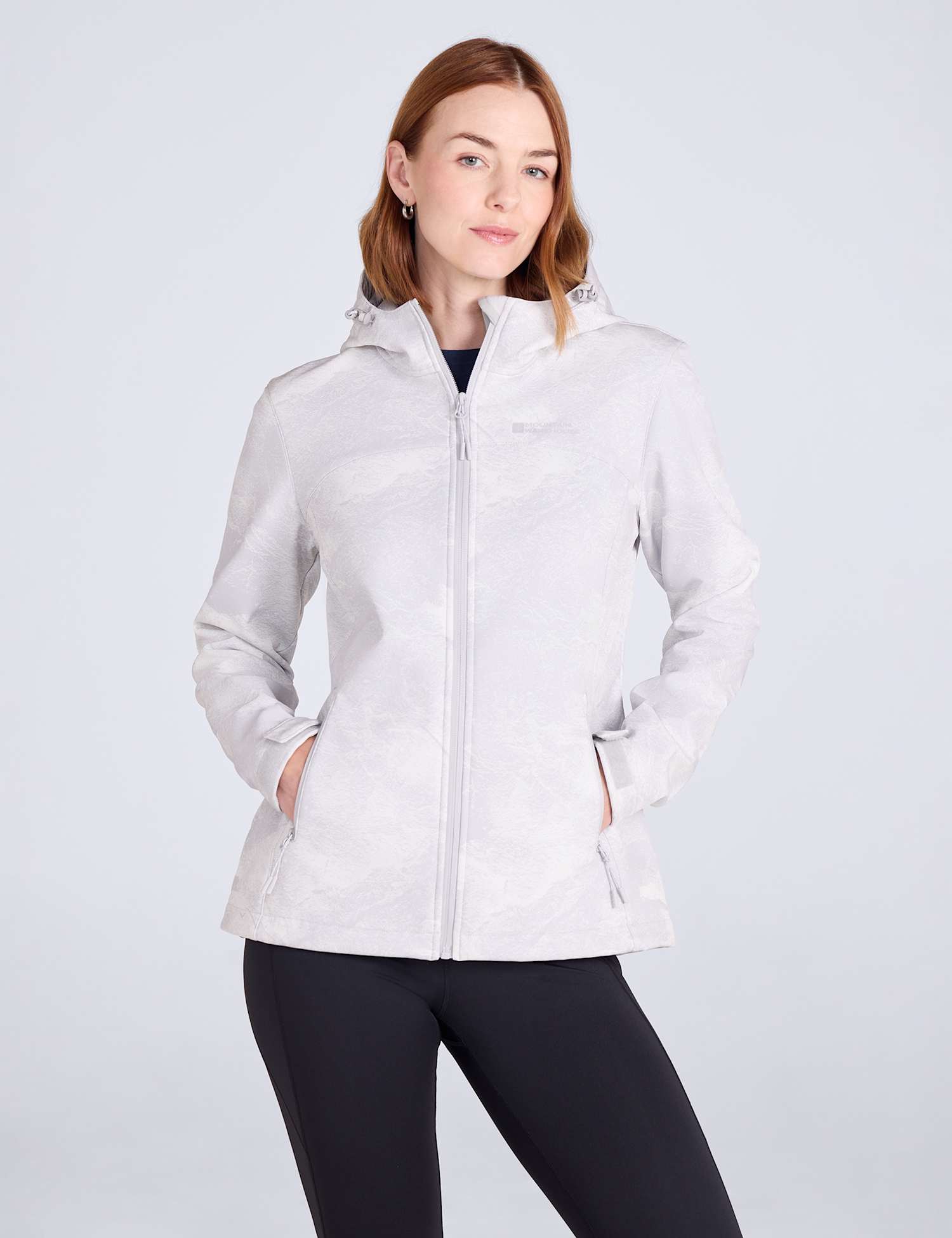 Mountain Warehouse Exodus Water Resistant Printed Softshell Jacket Light Grey