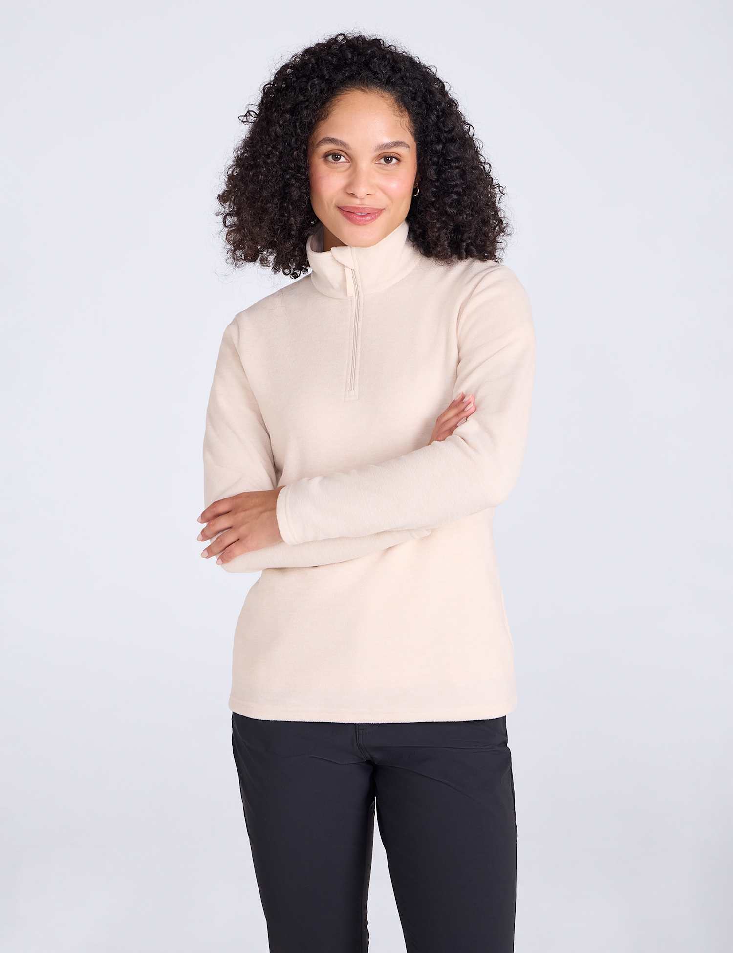 Mountain Warehouse Snowdon Mélange Half Zip Fleece Sweatshirt Light Cream