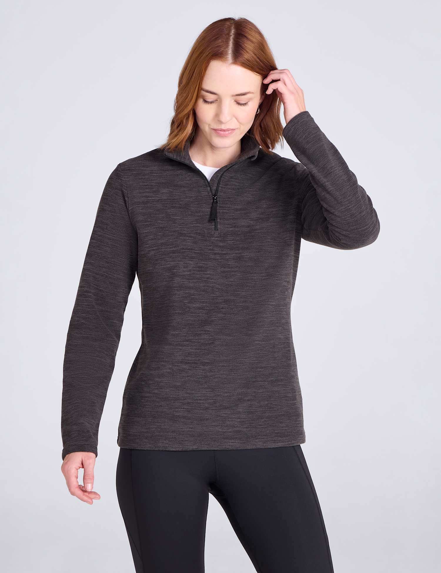 Mountain Warehouse Snowdon M�lange Half Zip Fleece Sweatshirt Black