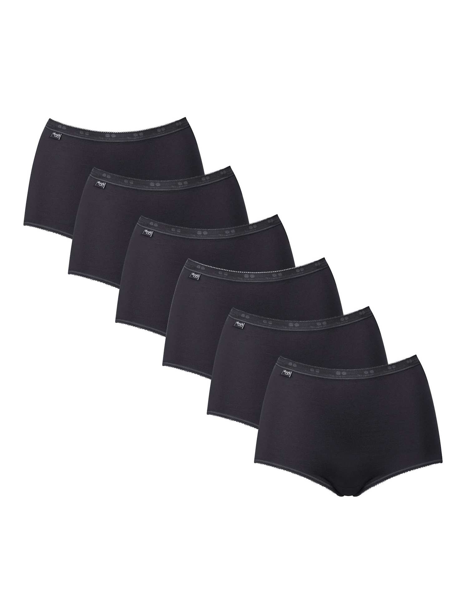 Sloggi 6 pk Cotton Rich High Waisted Full Briefs Black