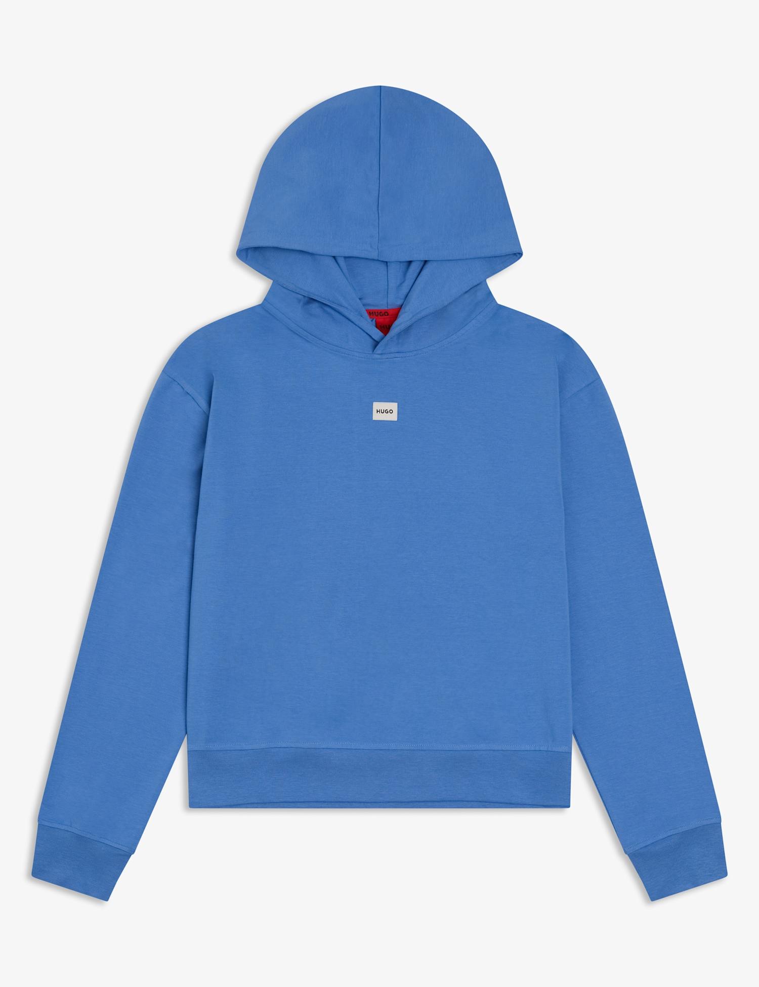 Hugo Cotton Modal Blend Hoodie Light Blue