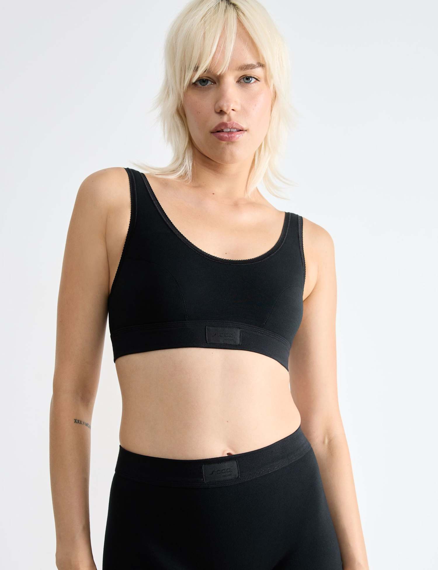 Sloggi Double Comfort Cotton Rich Non- Wired Crop Top Black