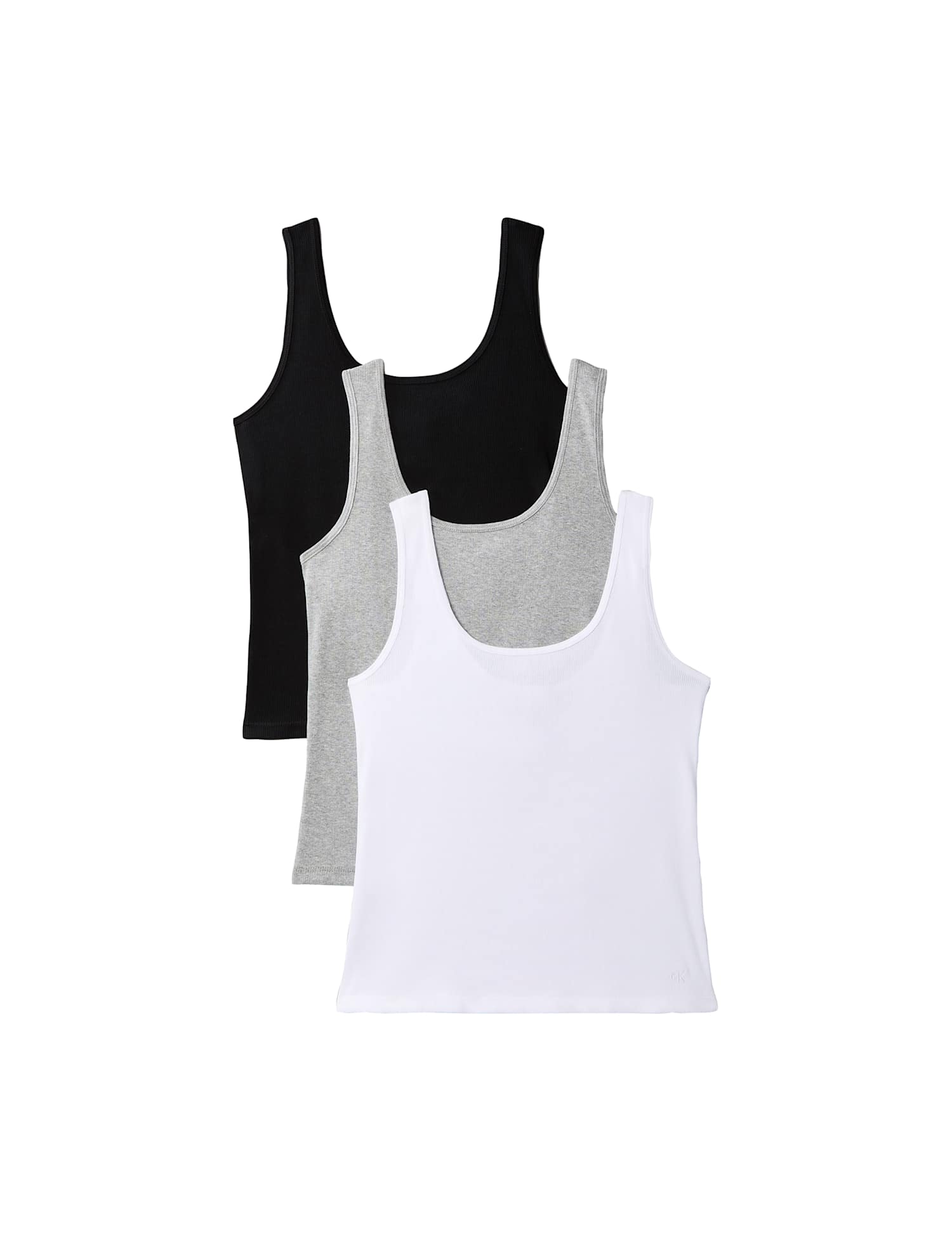Calvin Klein 3 Pack Pure Cotton Ribbed Scoop Neck Vests Multi