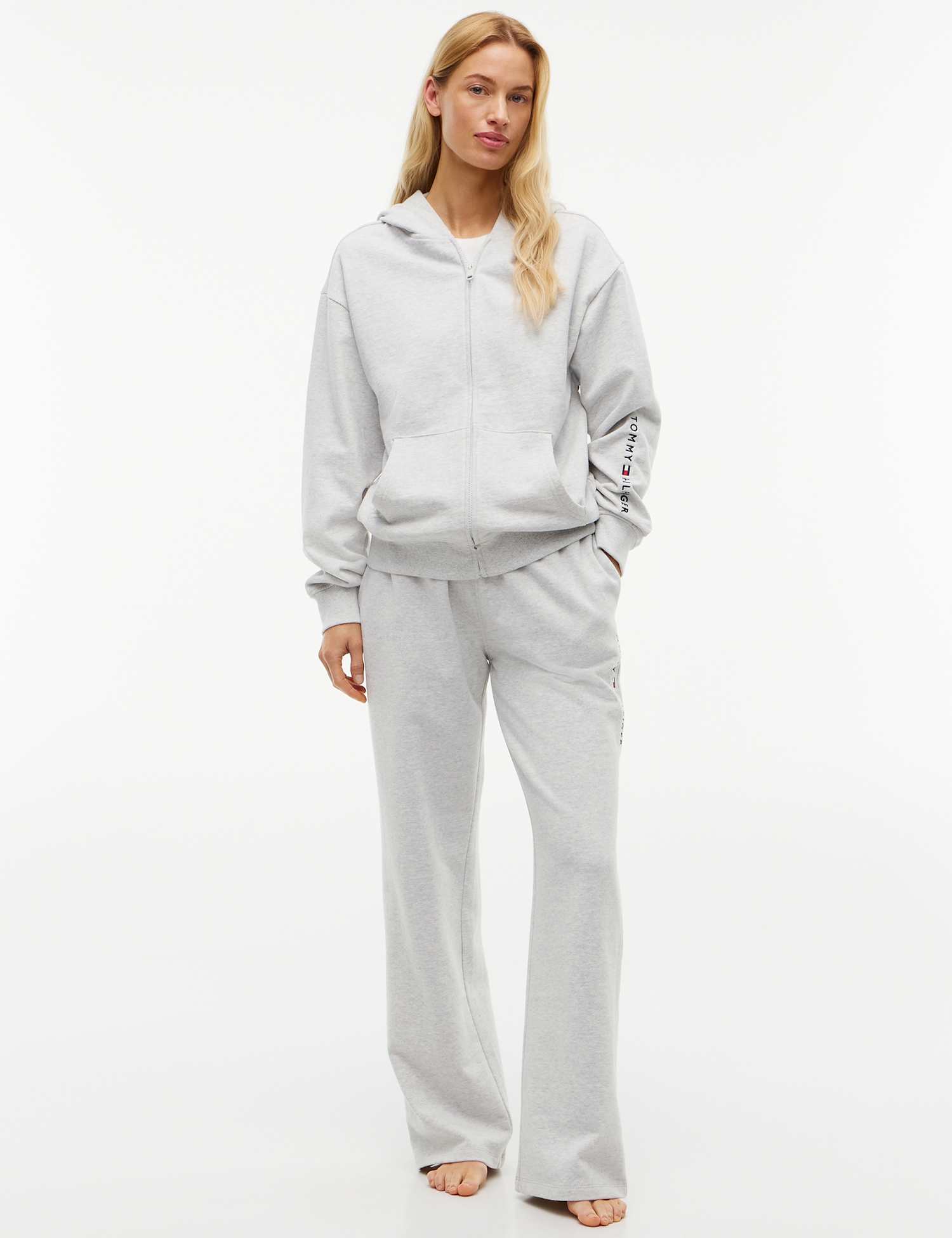 Tommy Hilfiger Essential Pure Cotton Zip Up Hoodie Grey Marl