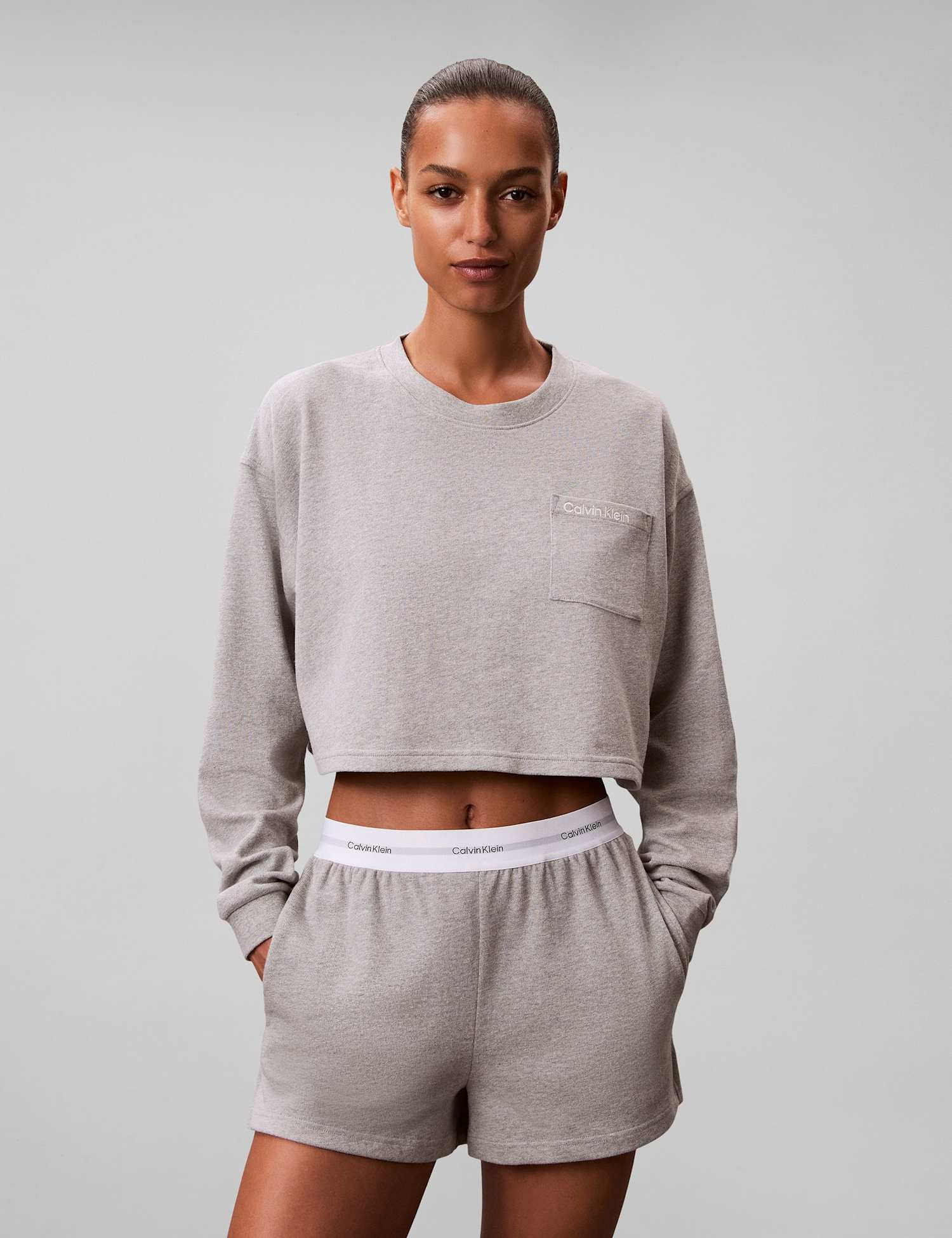 Calvin Klein Logo Pure Cotton Pyjama Shorts Grey
