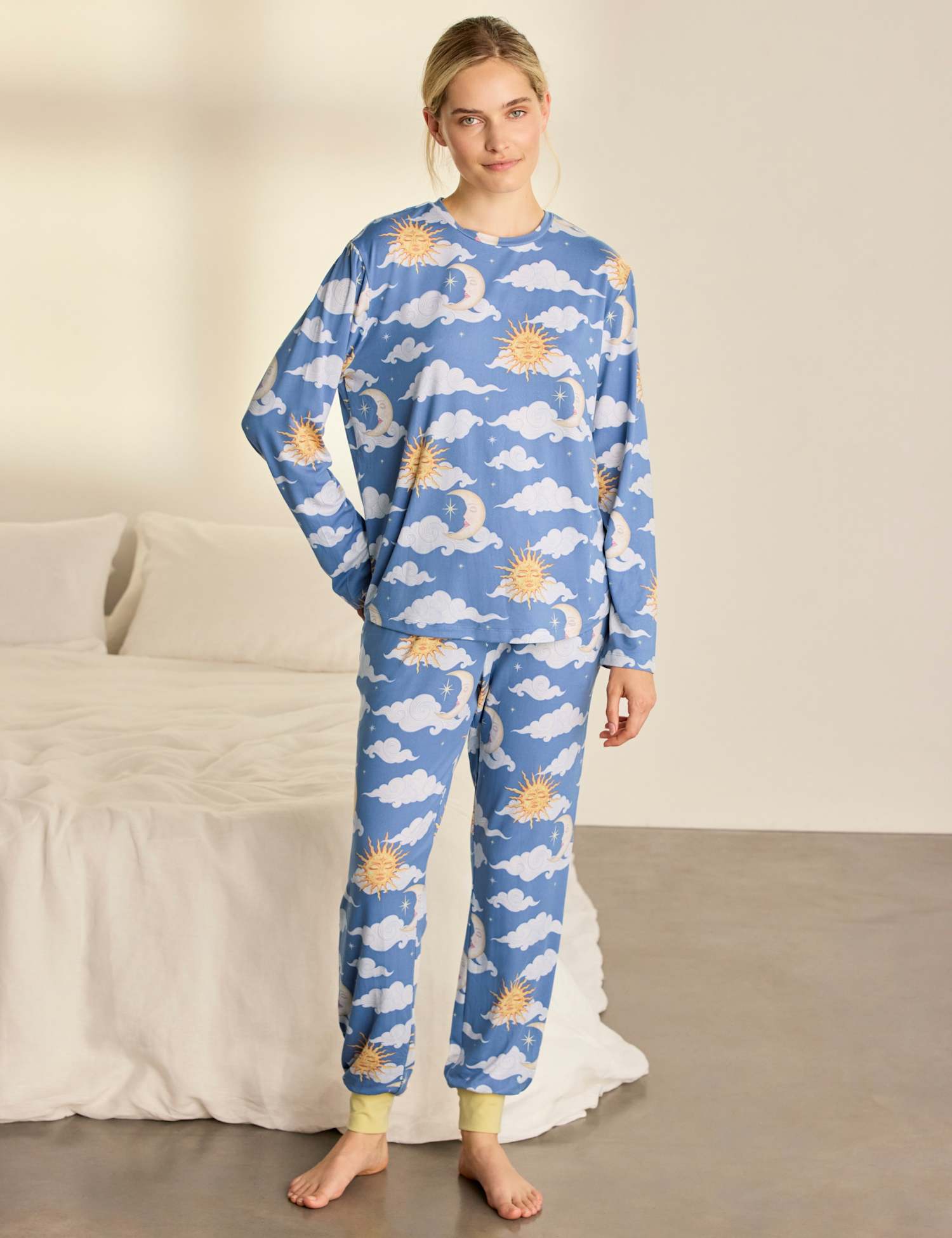 Chelsea Peers Long Sleeve Two Piece Pyjama Set Blue