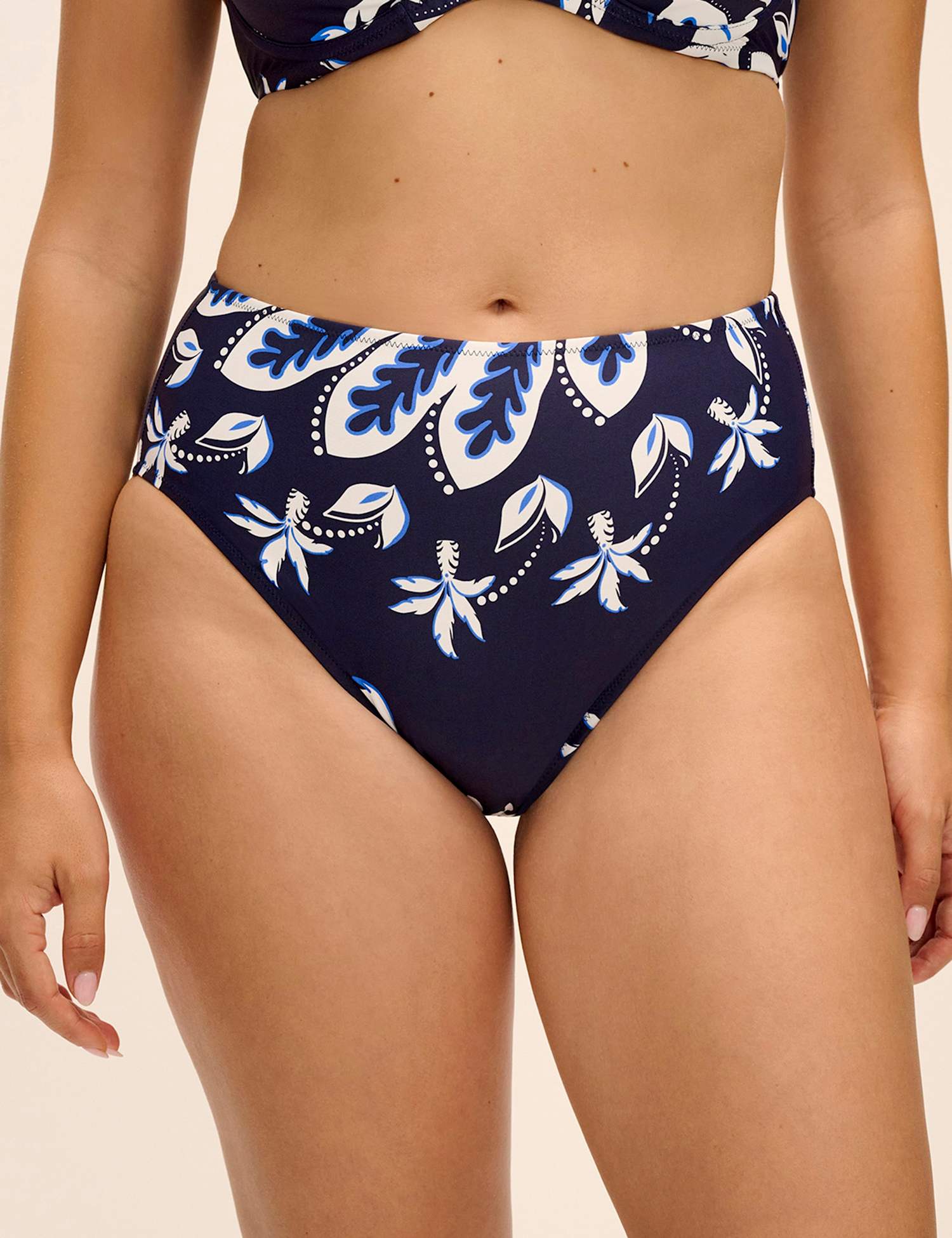 Fantasie Playa Floral High Waisted Bikini Bottoms Navy