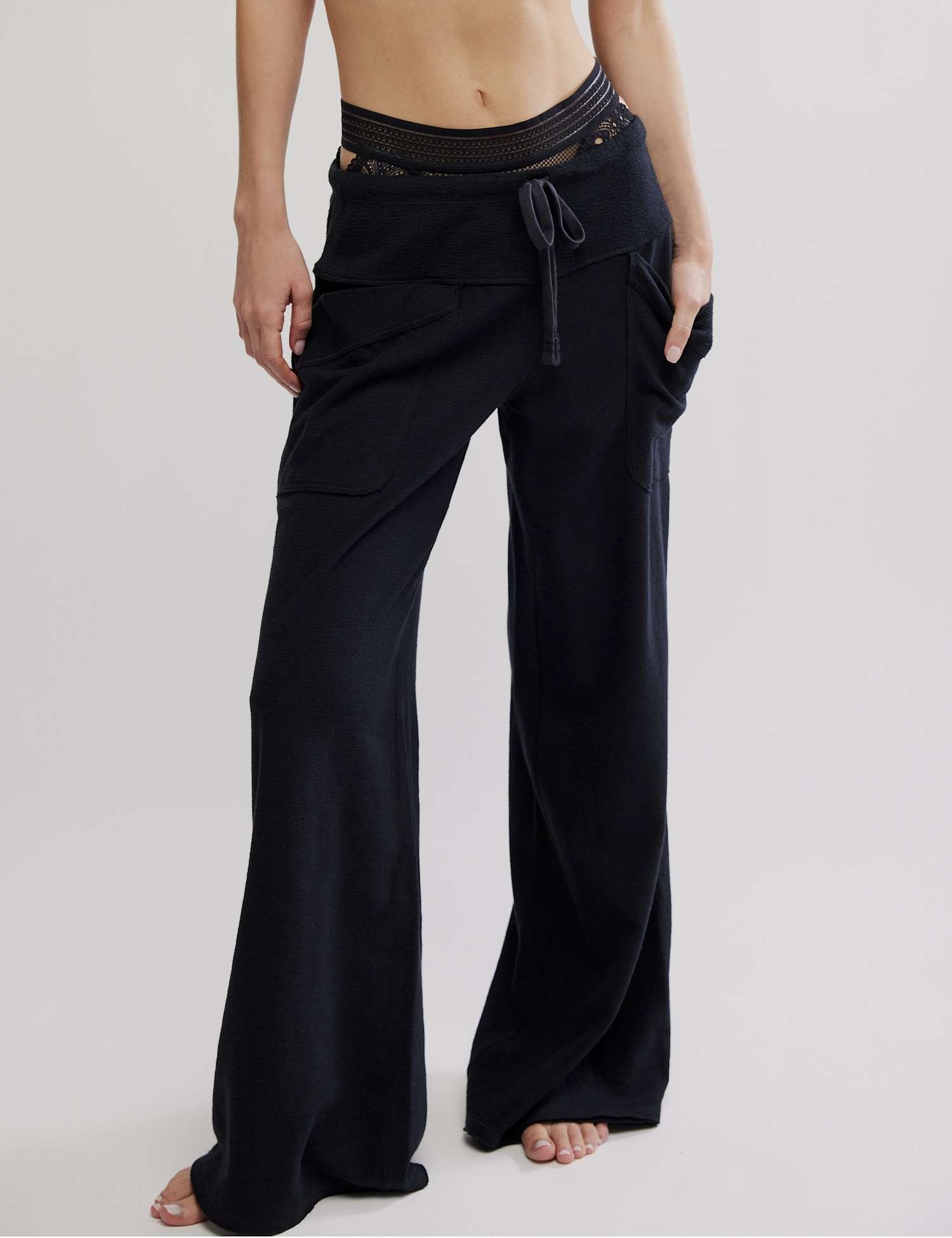 Intimately FP by Free People Staycation Cotton Rich Lounge Pants Black