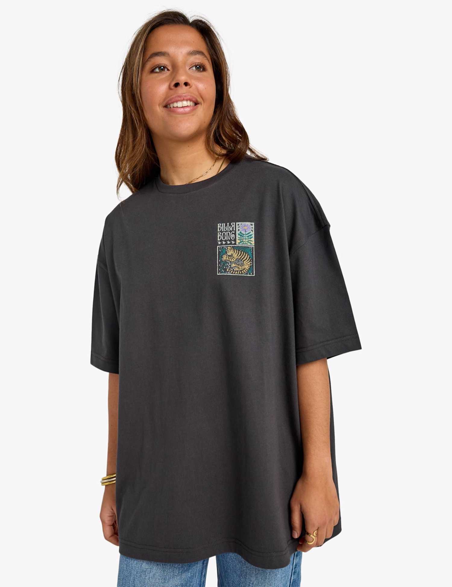 Billabong Pure Cotton Printed Oversized T-Shirt Black