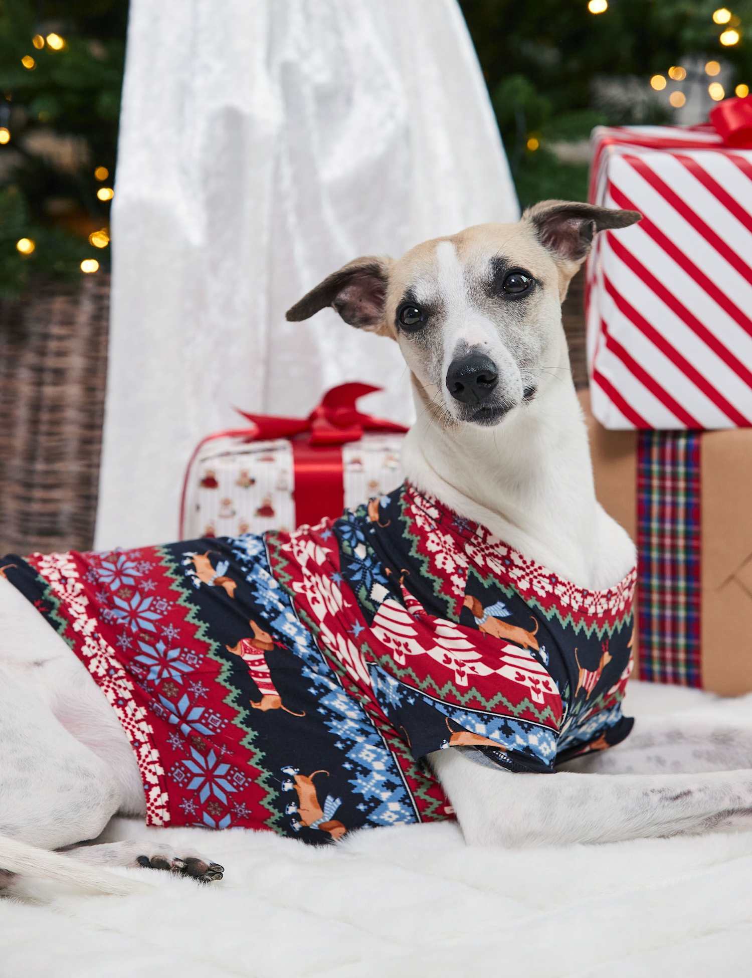 Chelsea Peers Pet Christmas Fair Isle Pyjama T-Shirt Navy Mix