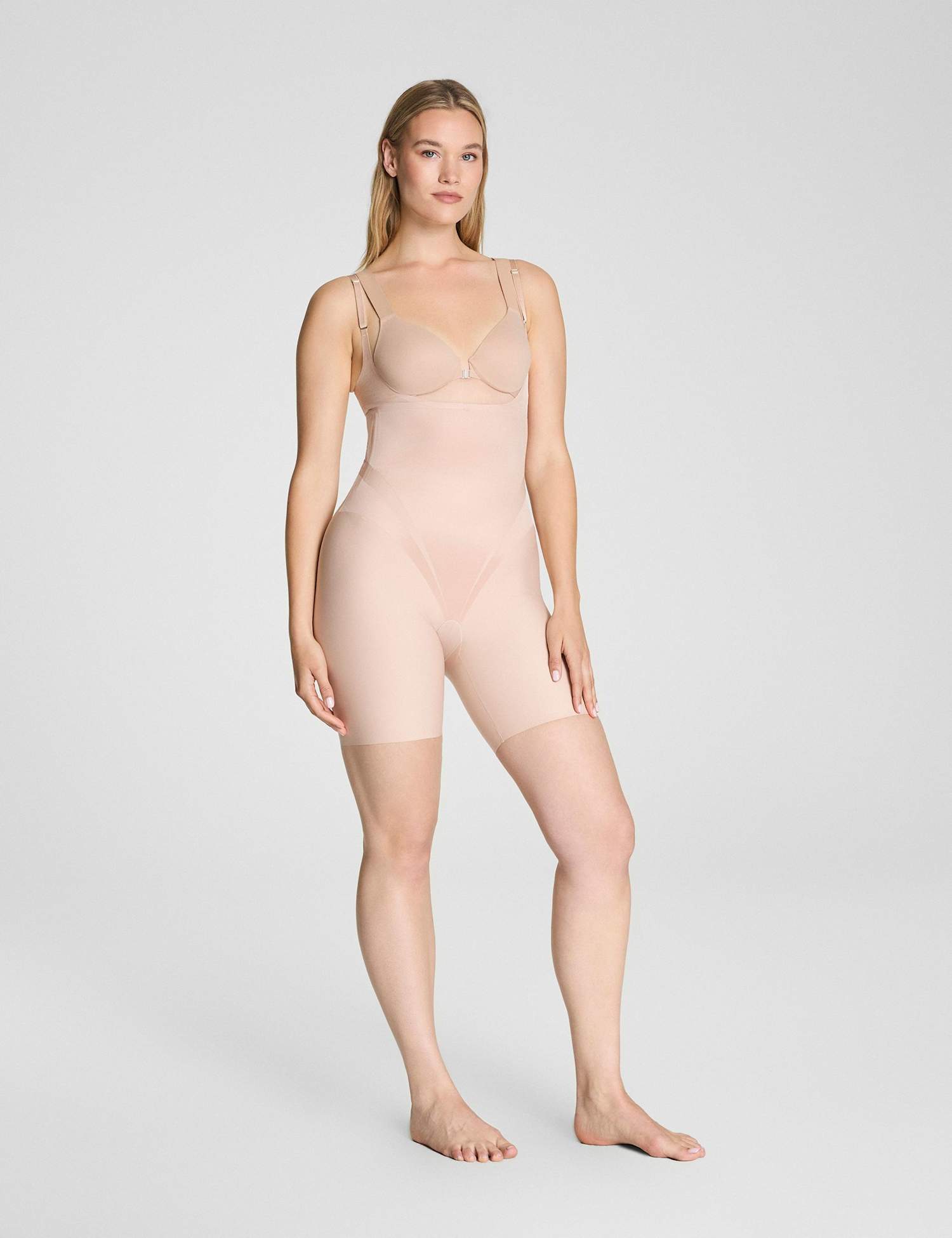 SPANX SPANXsupersculpt� Transform Open Bust Mid Thigh Bodysuit Beige