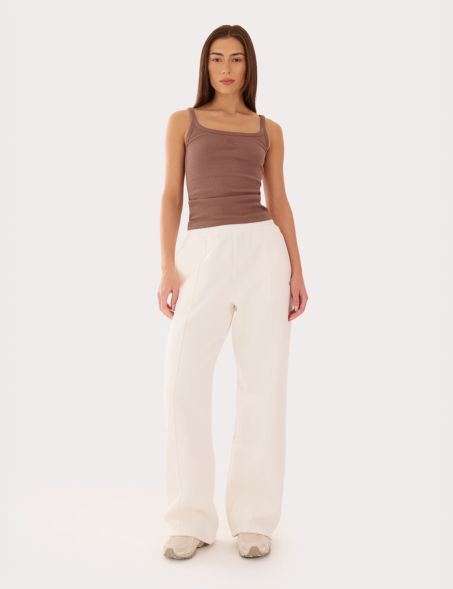 4th & Reckless Pure Cotton High Waisted Wide Leg Joggers White