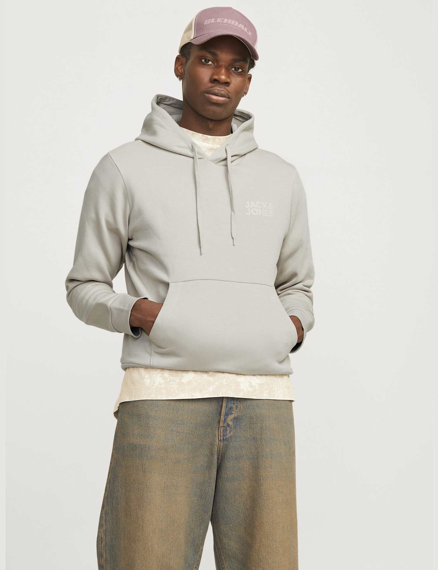 JACK & JONES Cotton Rich Hoodie Stone