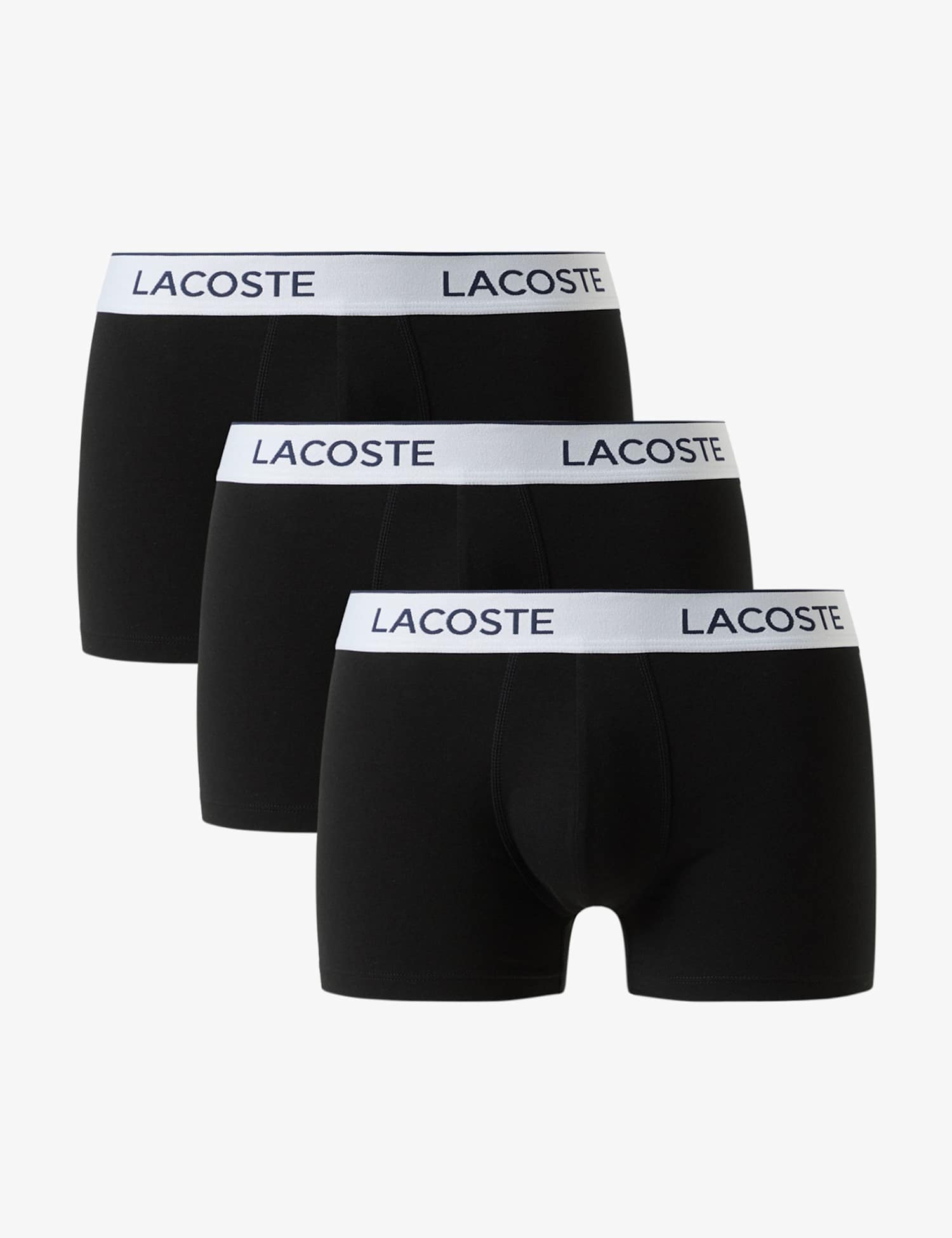 Lacoste 3 Pack Cotton Rich Trunks Black