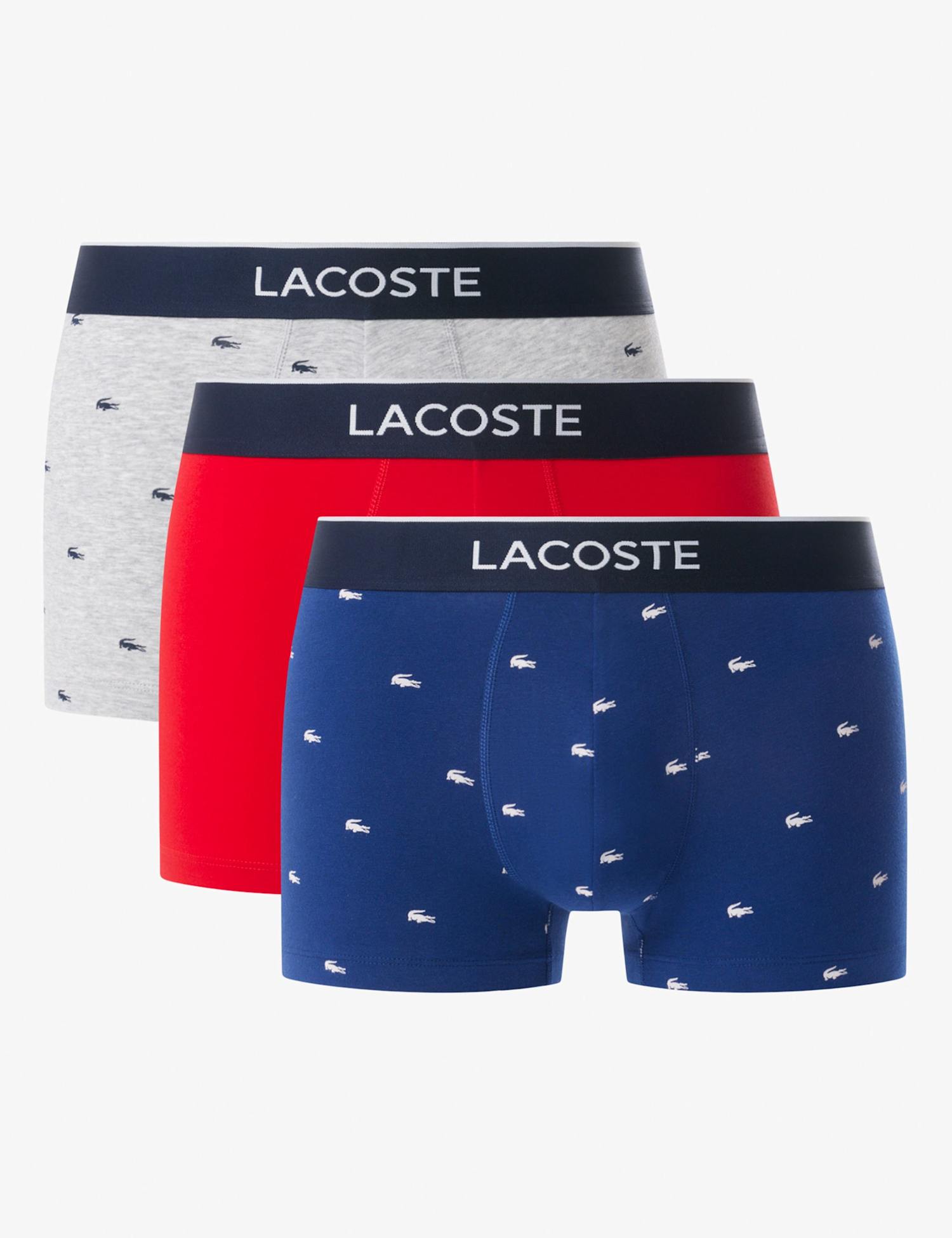 Lacoste 3 Pack Cotton Rich Crocodile Trunks Multi