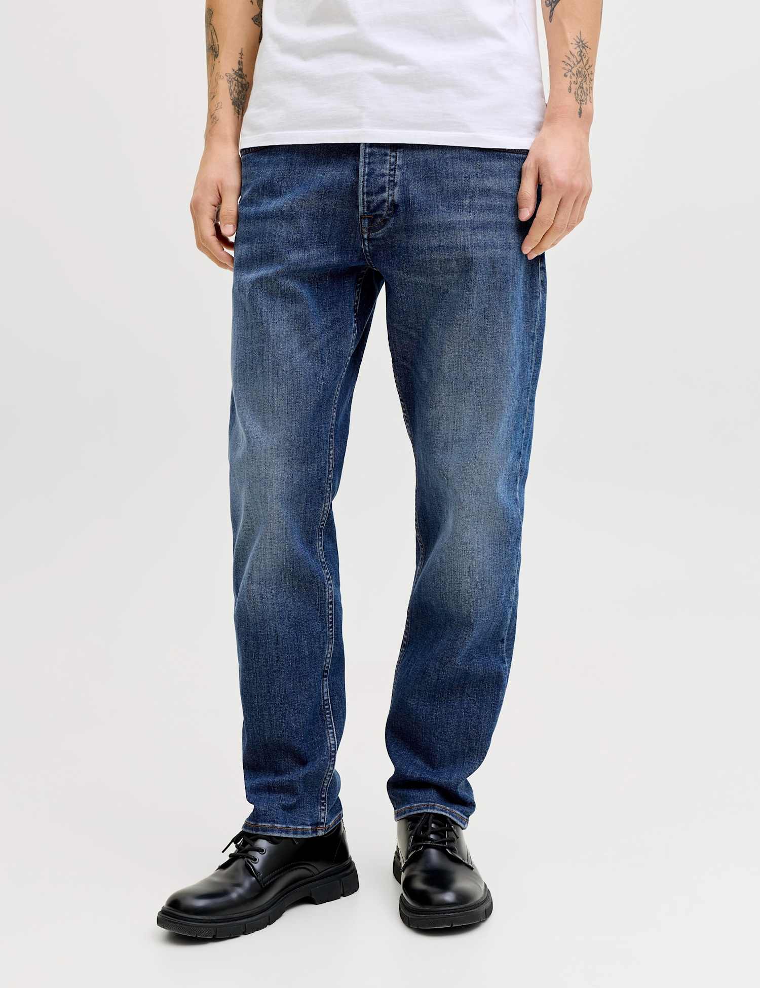JACK & JONES Tapered Fit 5 Pocket Stretch Jeans Blue Denim