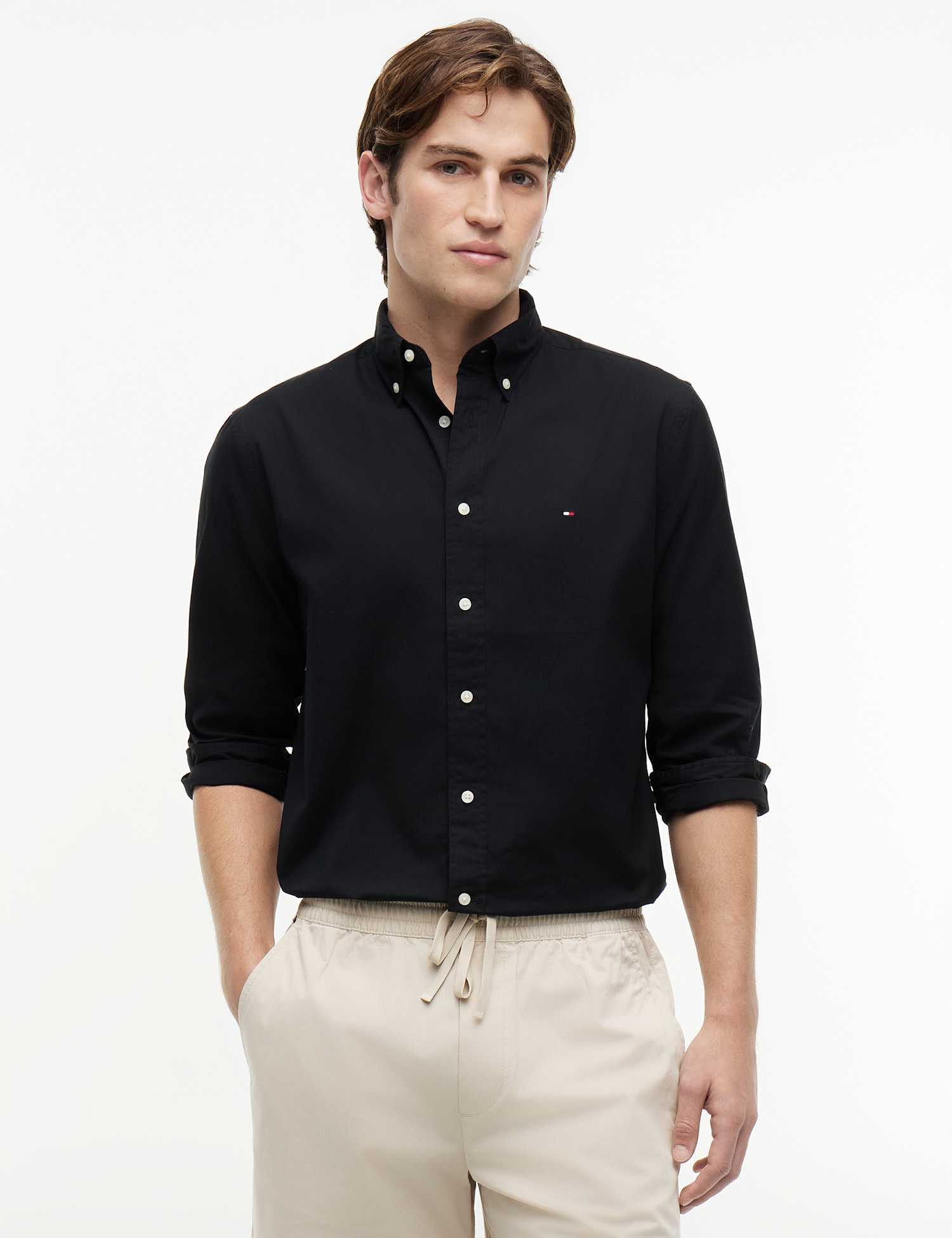 Tommy Hilfiger Flex Regular Fit Pure Cotton Oxford Shirt Black