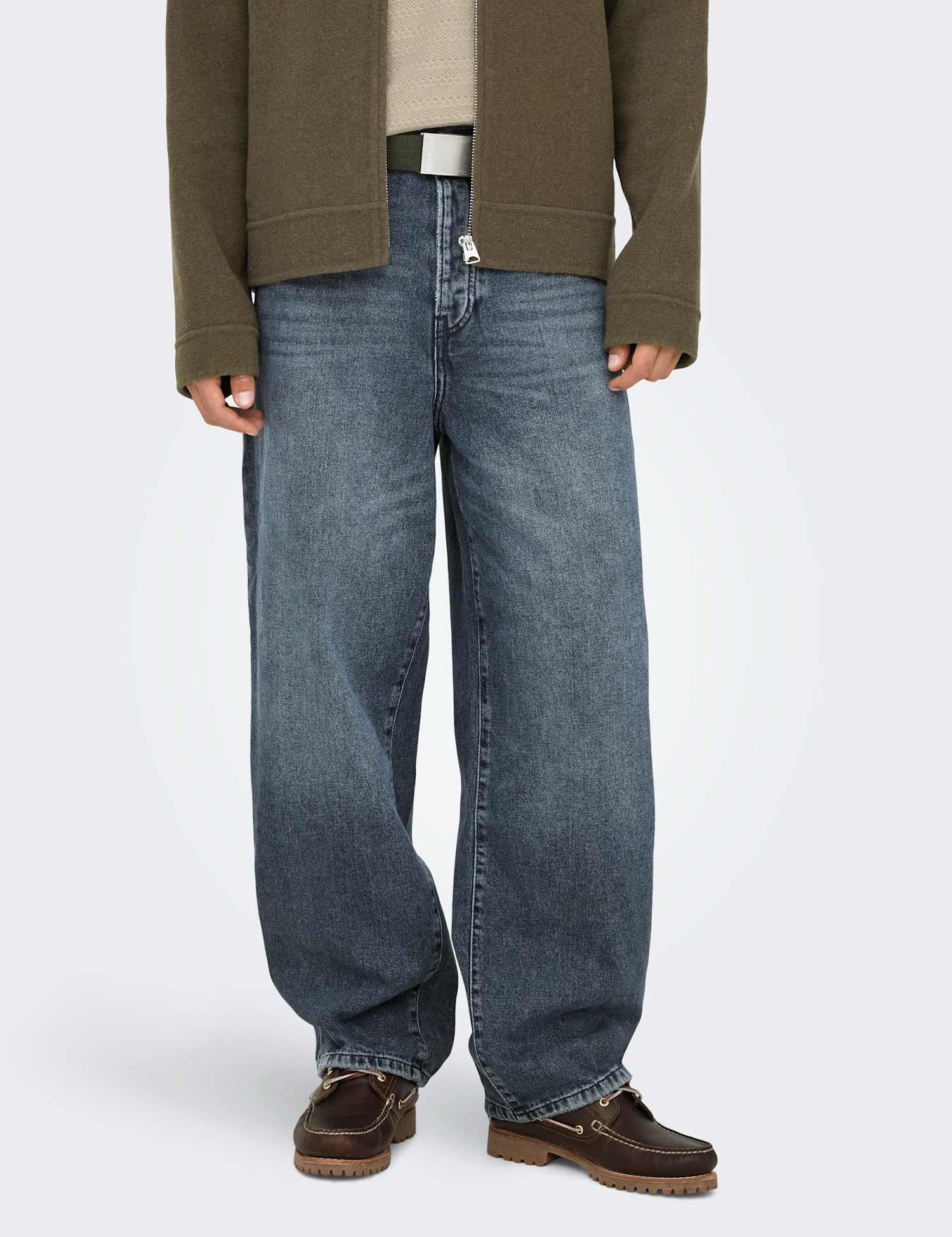ONLY & SONS Loose Fit Vintage Wash Rigid Jeans Blue Denim