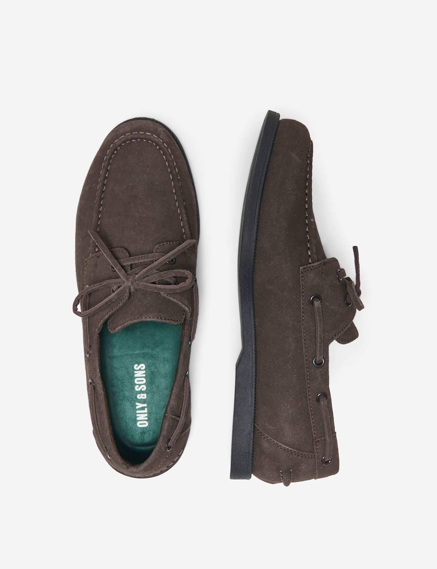 ONLY & SONS Faux Suede Boat Shoes Brown