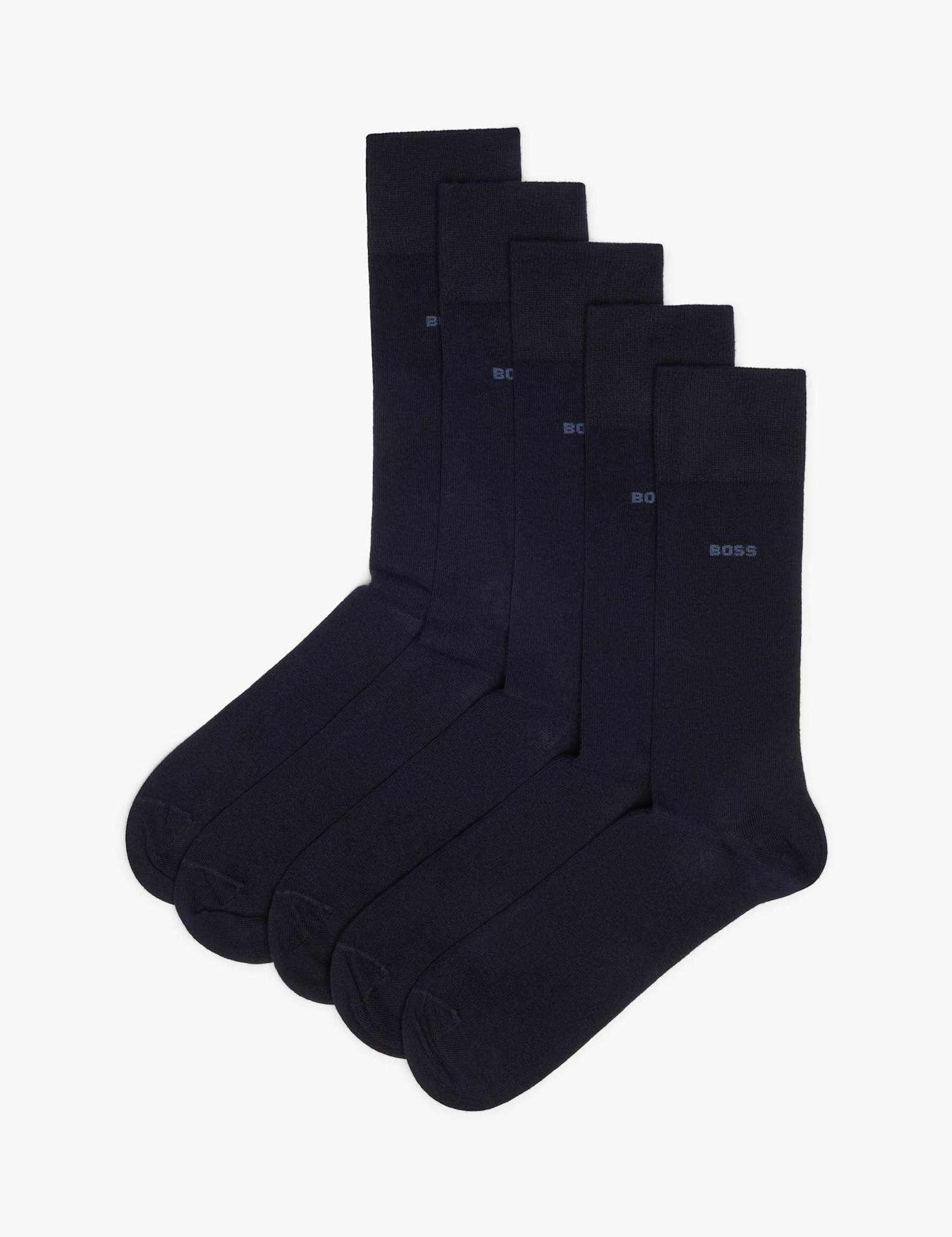 Boss 5 Pack Cotton Rich Ankle Socks Navy