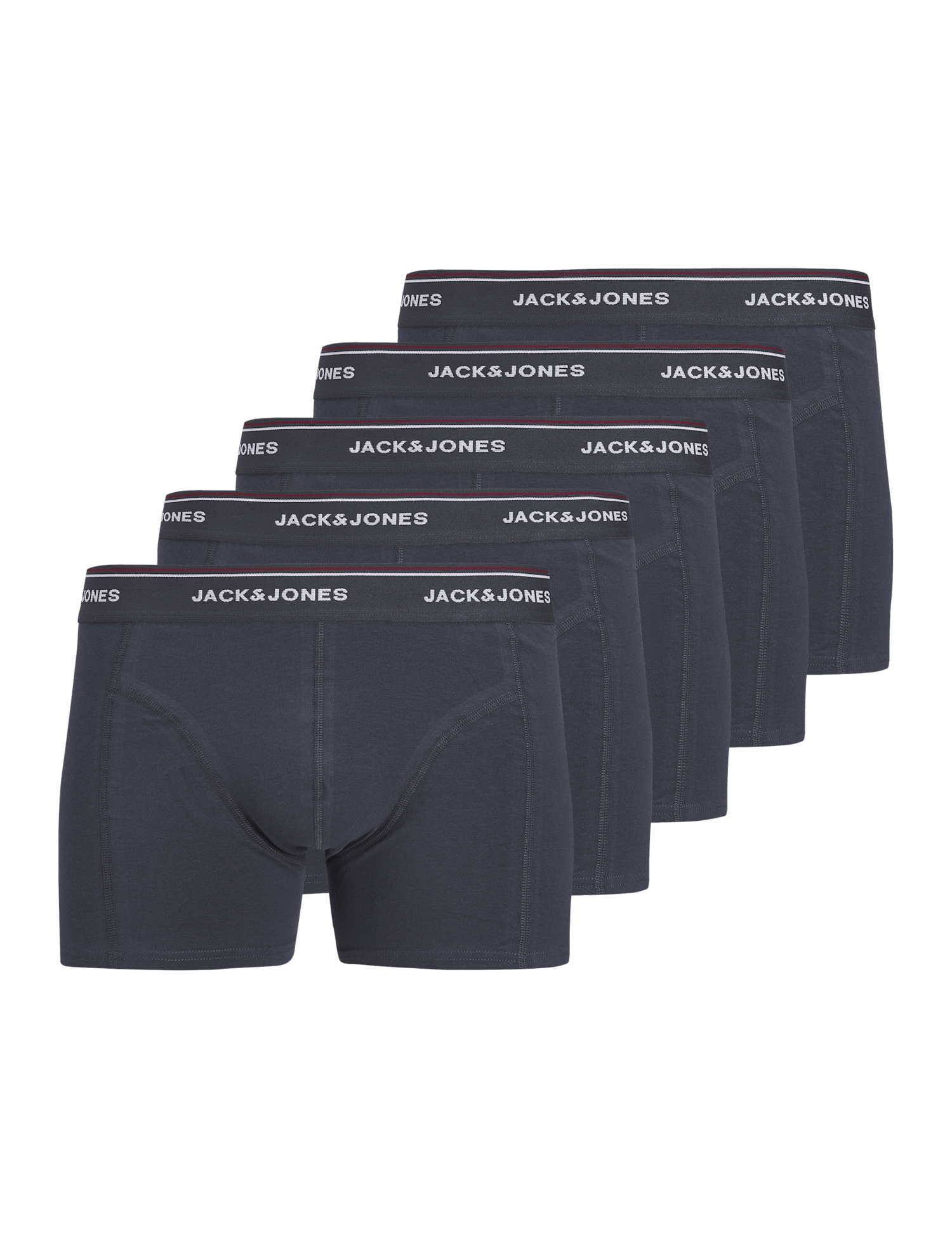 JACK & JONES 5 Pack Jersey Logo Waistband Trunks Black Mix