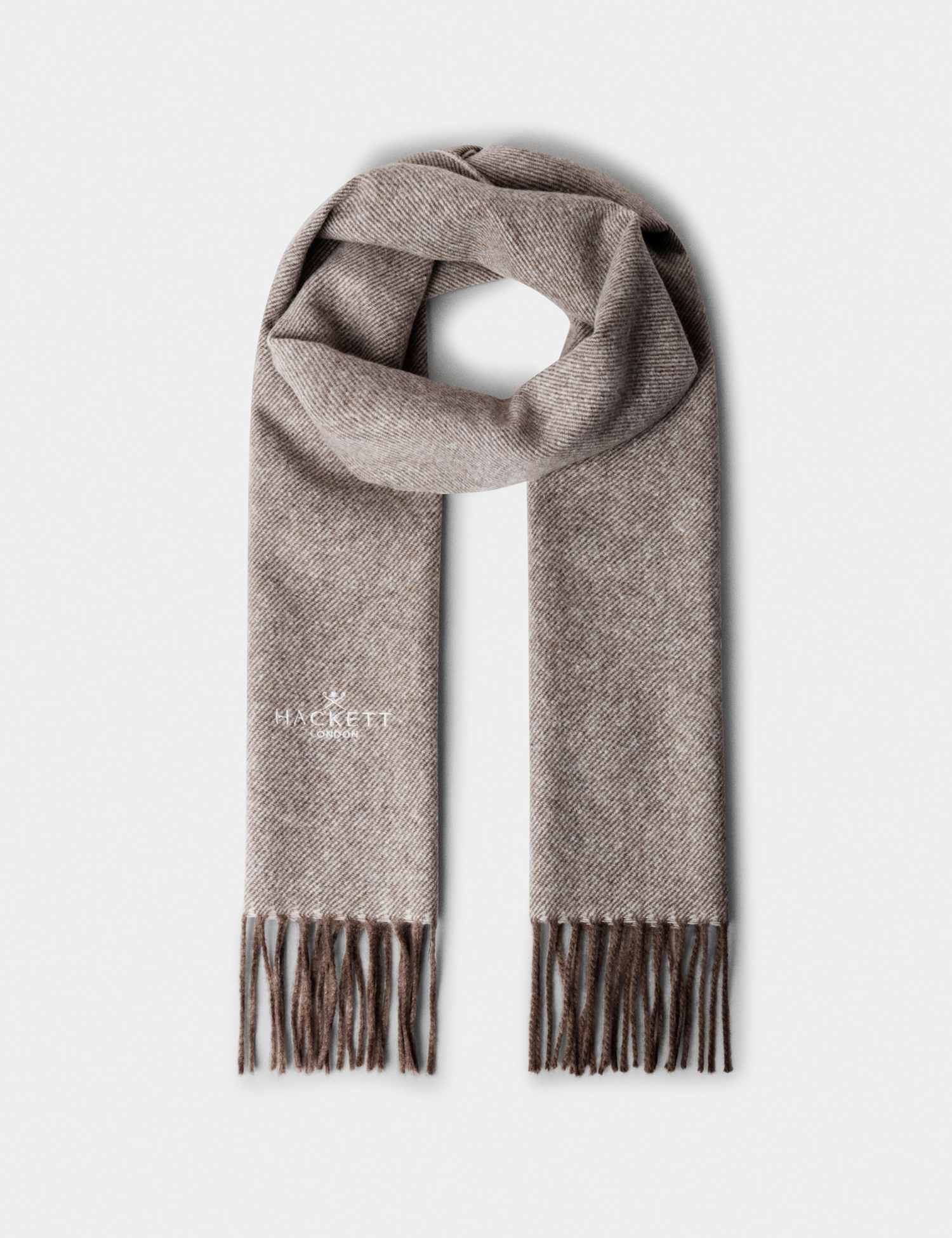 Hackett Wool Cashmere Blend Twill Scarf Beige