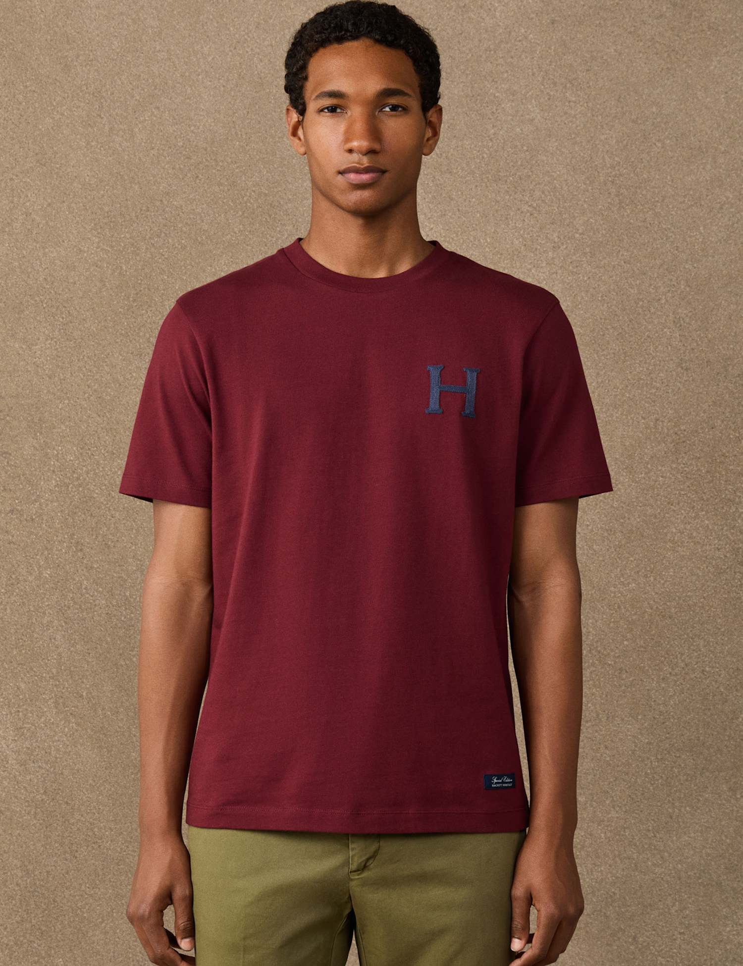 Hackett Pure Cotton Back Logo Graphic T-Shirt Dark Red