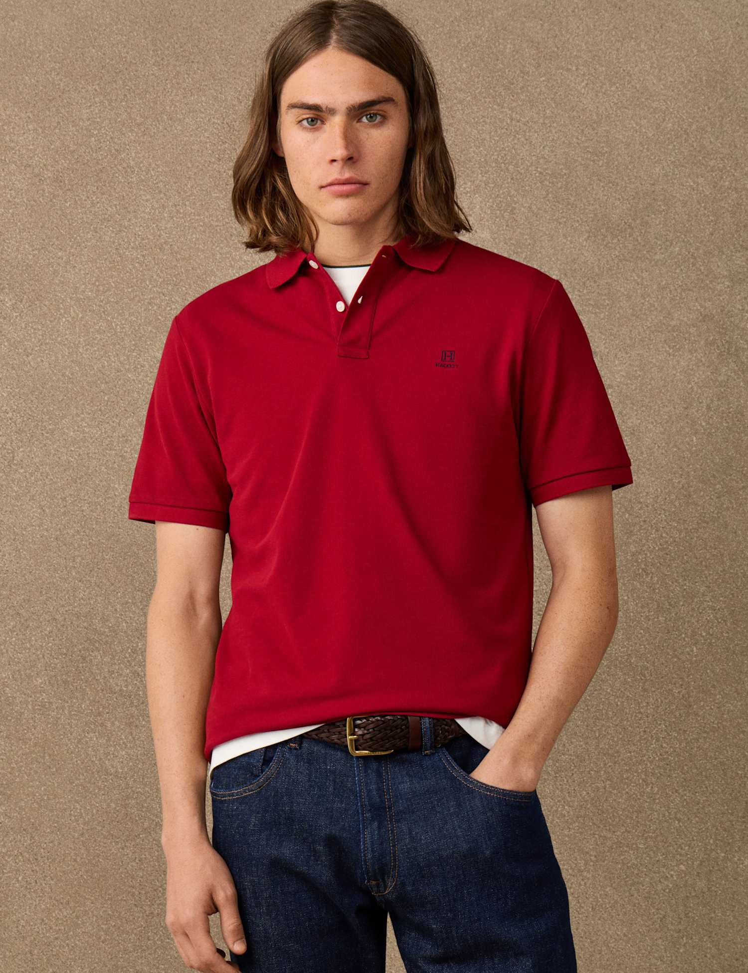 Hackett Pure Cotton Polo Shirt Red