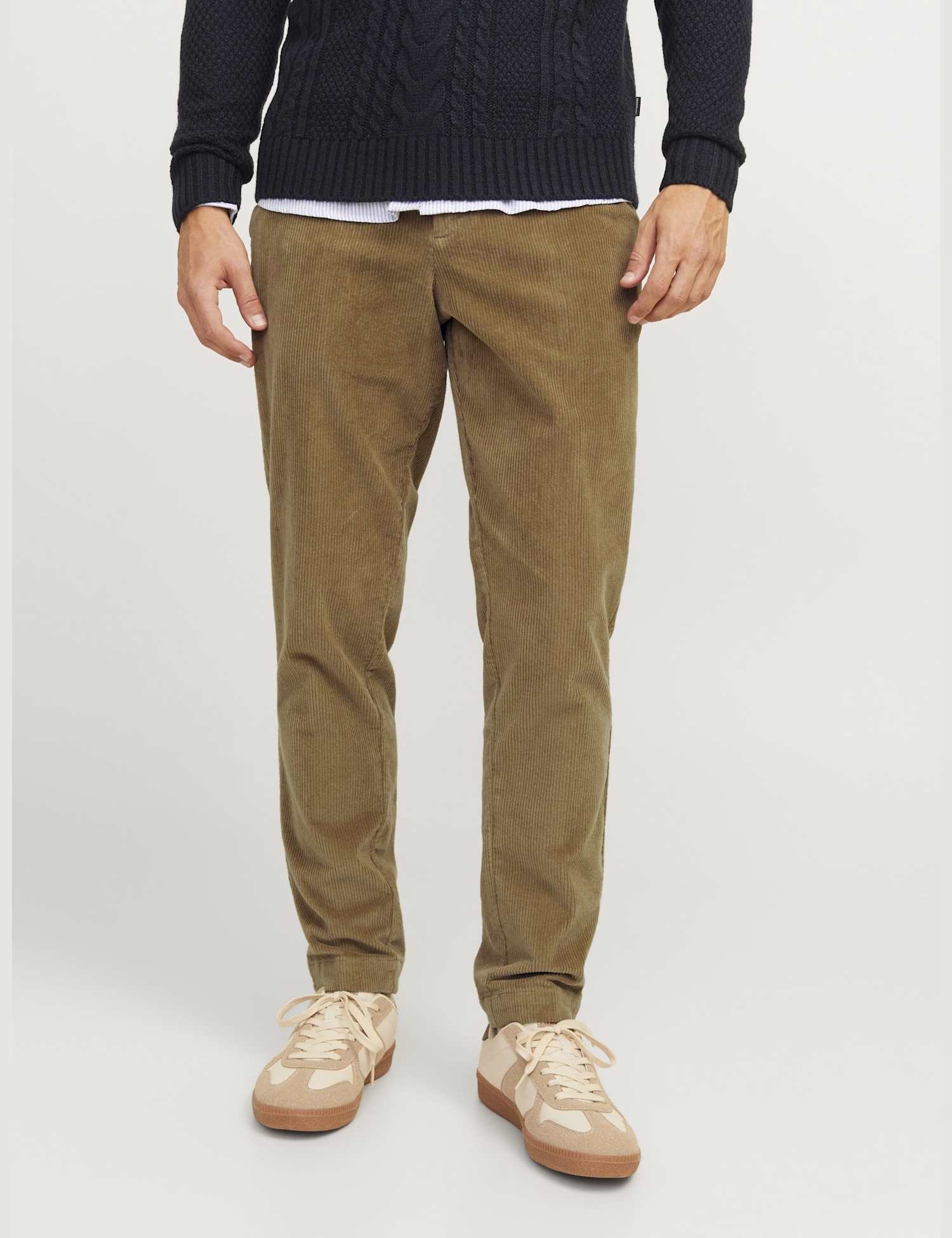 JACK & JONES Tapered Fit Cord Chinos Tan