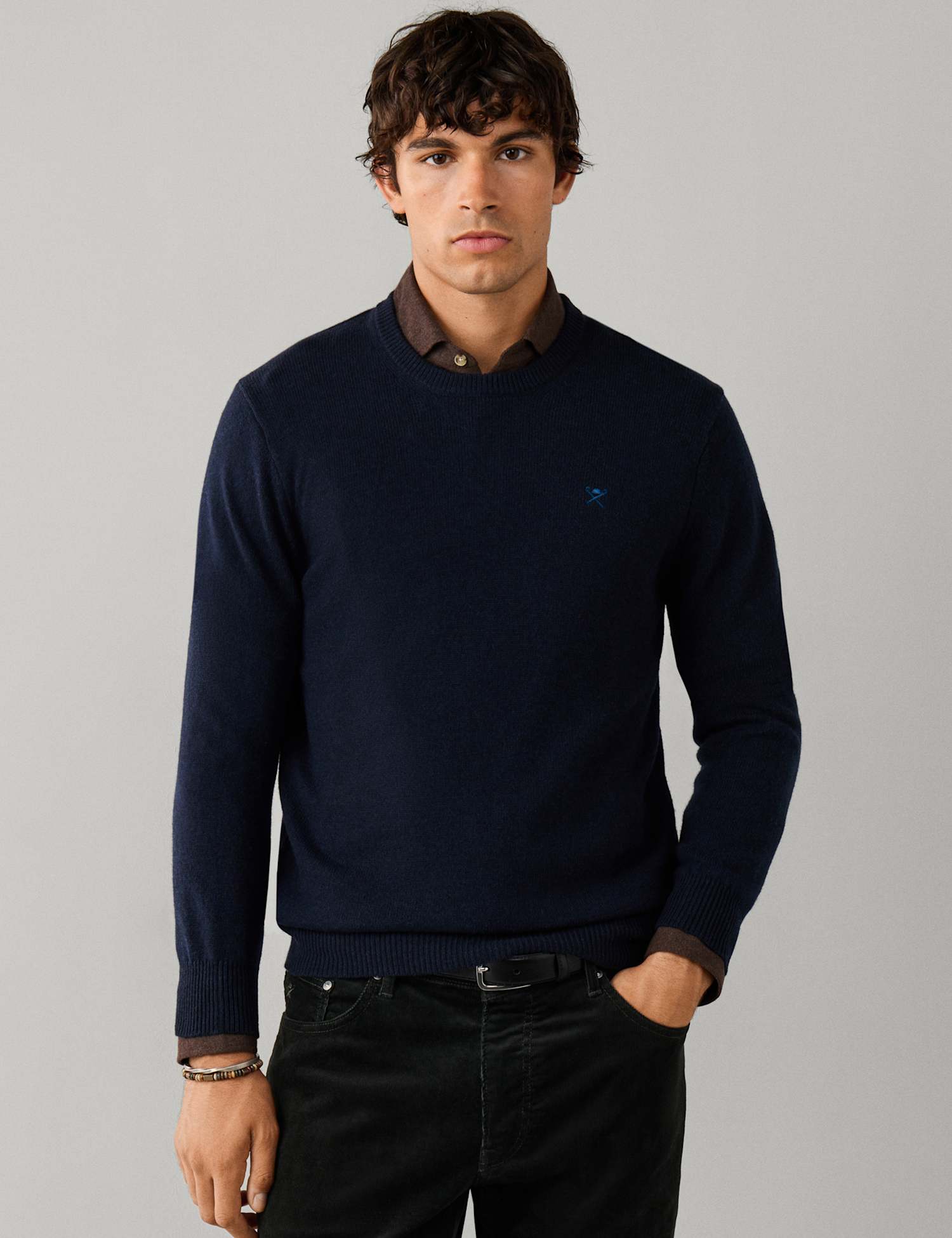 Hackett Pure Lambswool Crew Neck Jumper Navy