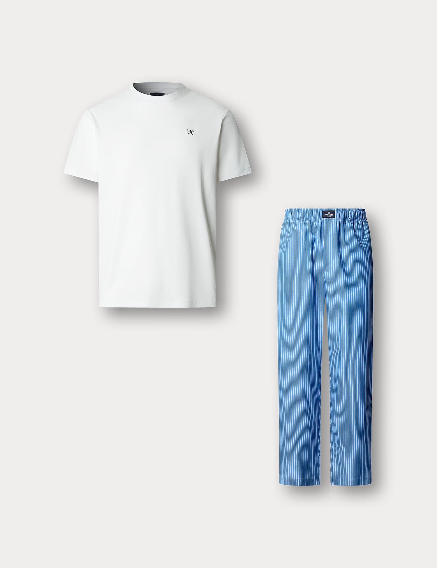Hackett Pure Cotton Striped Pyjama Set Blue Mix
