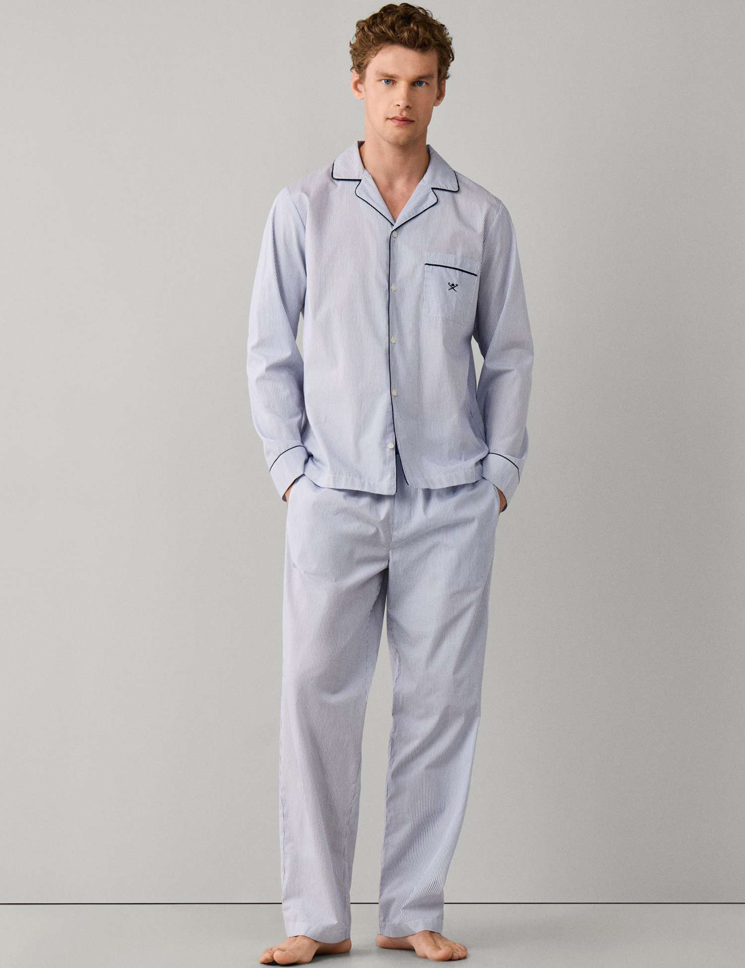 Hackett Pure Cotton Striped Pyjama Set White Mix