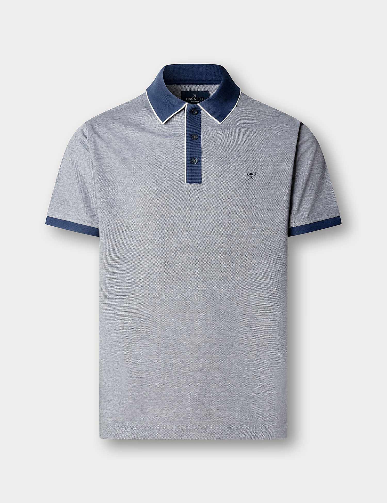 Hackett Pure Cotton Pique Polo Shirt Blue