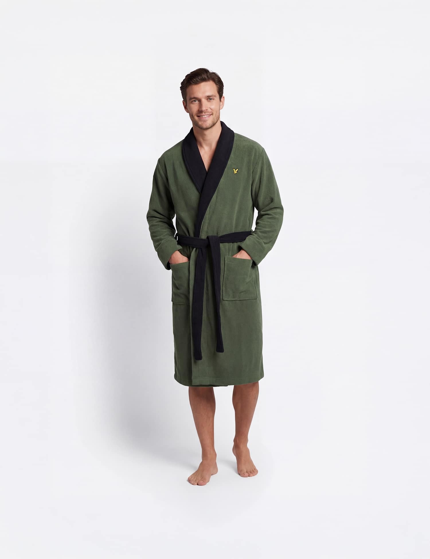 Lyle & Scott Cotton Blend Bathrobe Green
