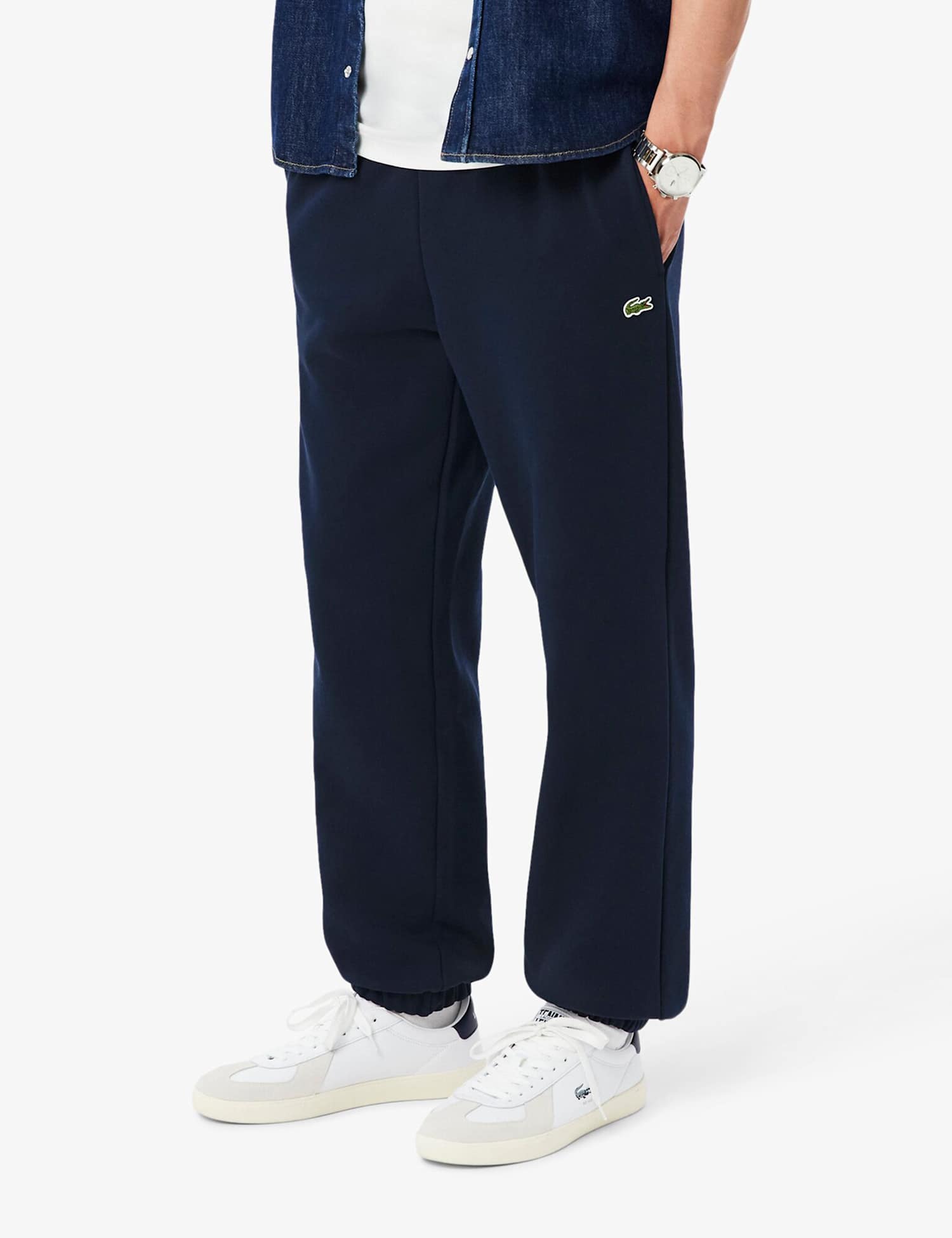 Lacoste Cuffed Brushed Fleece Joggers Navy
