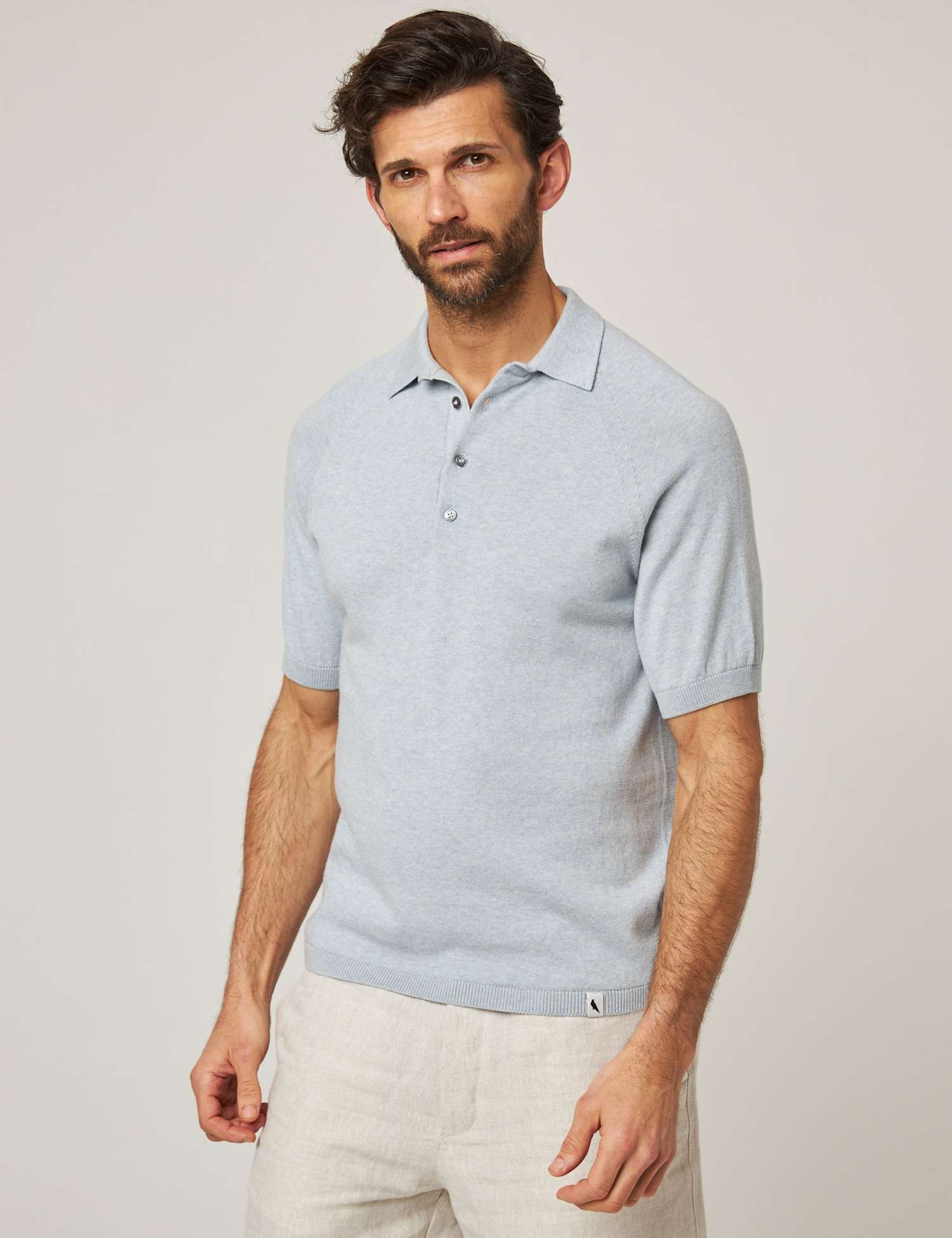Peregrine Pure Cotton Polo Shirt Blue Denim