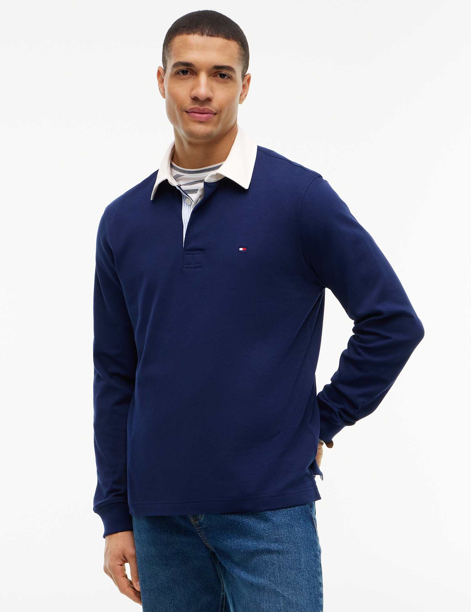 Tommy Hilfiger Essential Pure Cotton Rugby Shirt Dark Navy