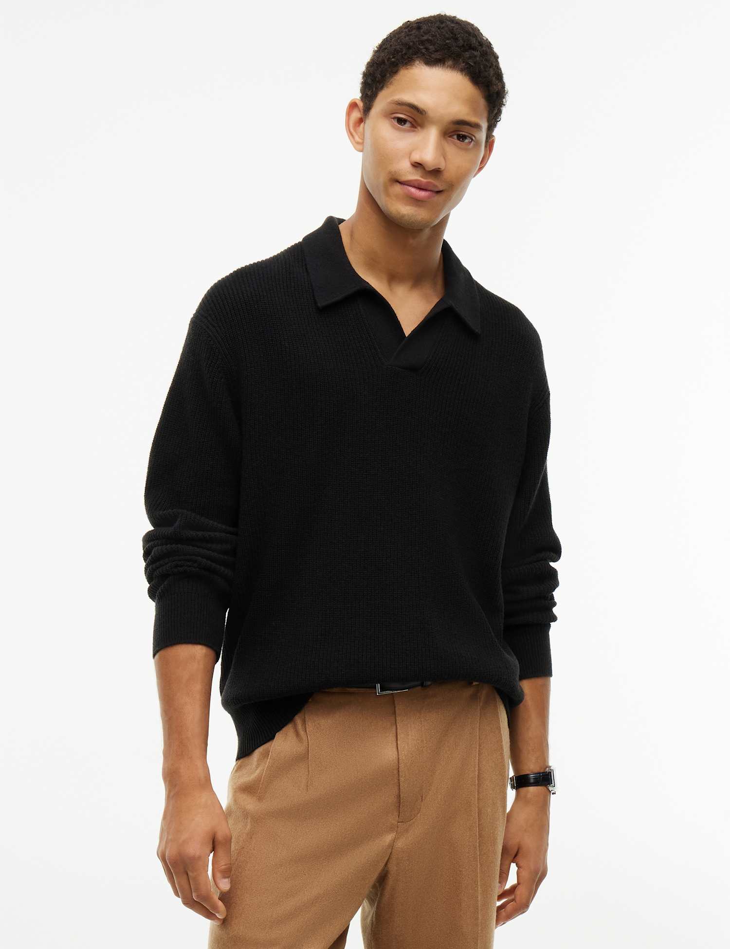 Tommy Hilfiger Cotton Blend Ribbed Jumper with Wool Black