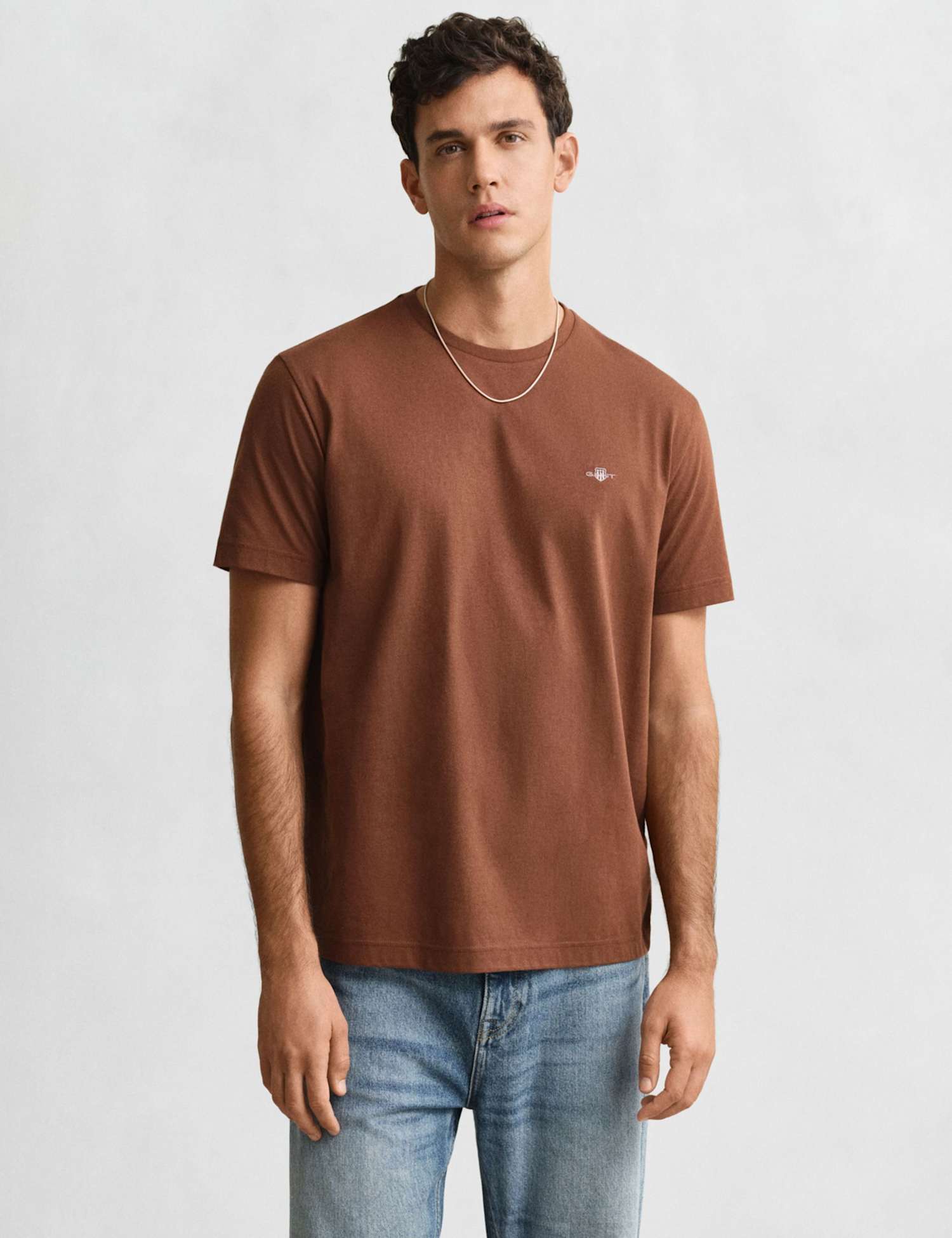 GANT Pure Cotton Logo T-Shirt Brown