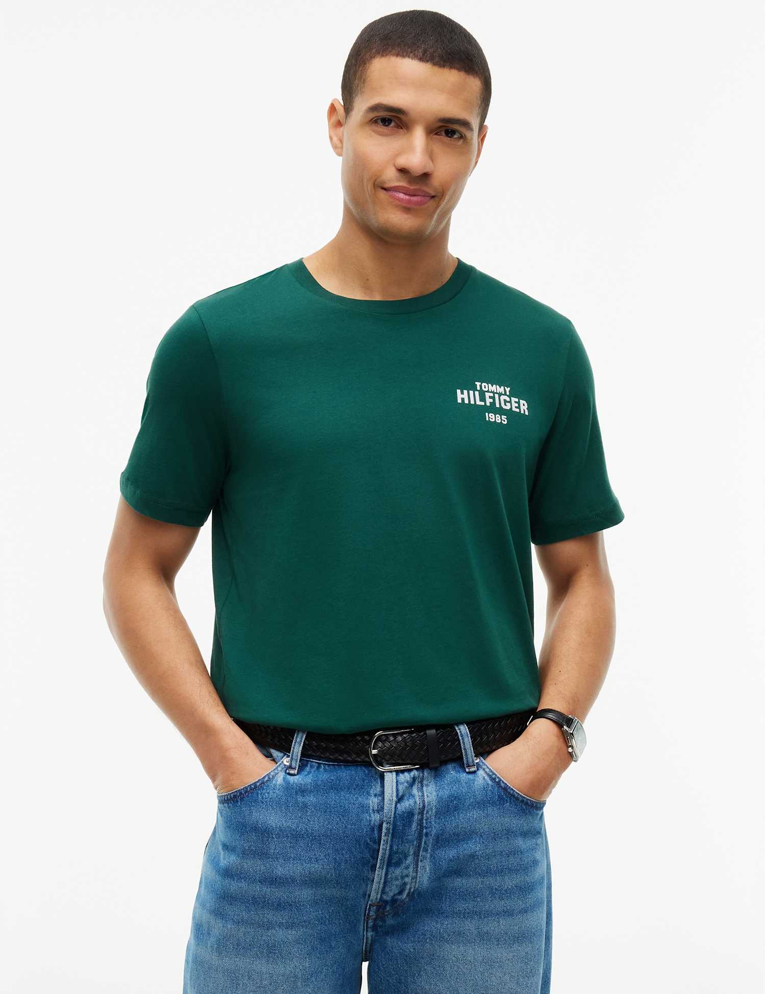 Tommy Hilfiger Pure Cotton 1985 Slogan T-Shirt Green