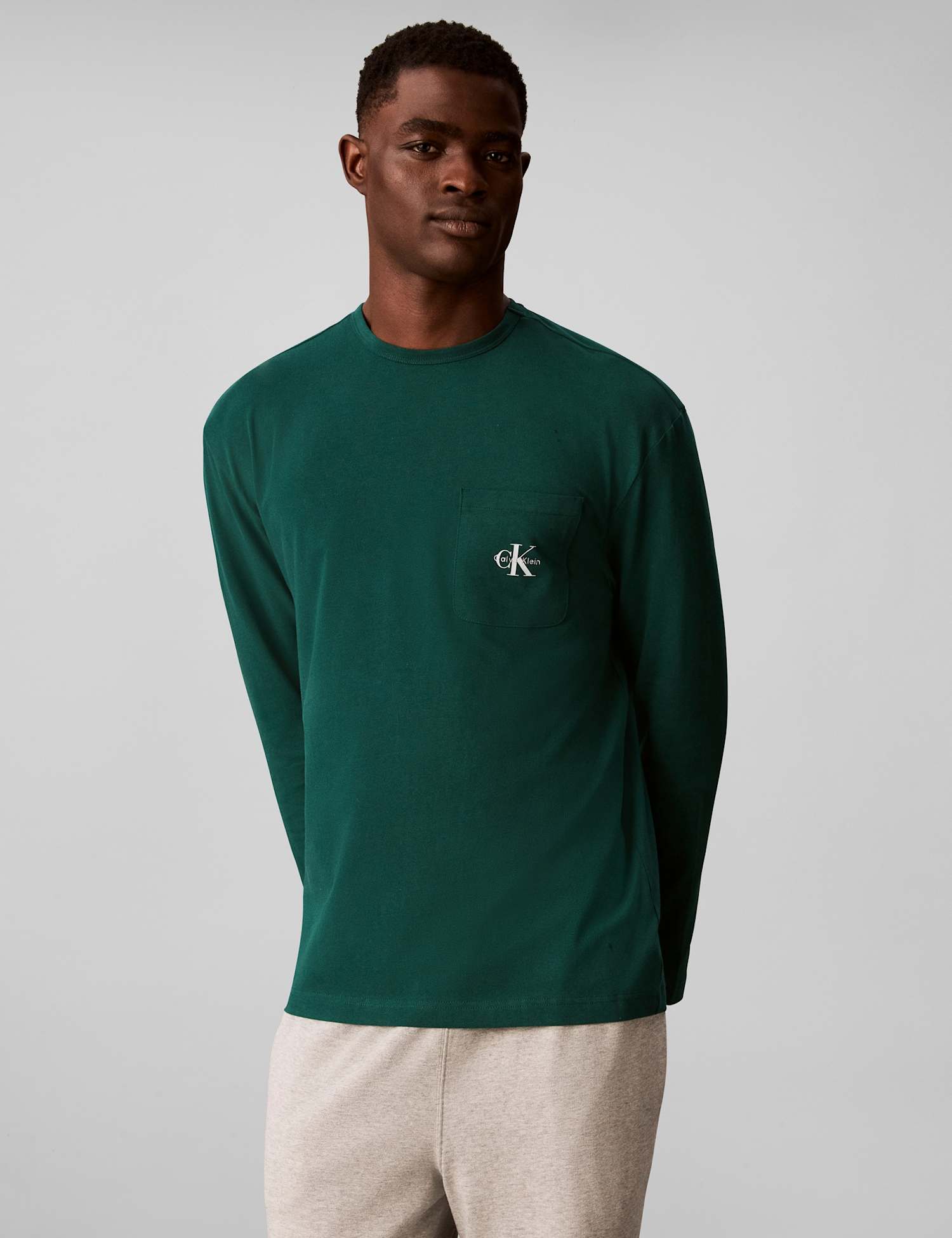 Calvin Klein Cotton Rich Crew Neck Sweatshirt Green